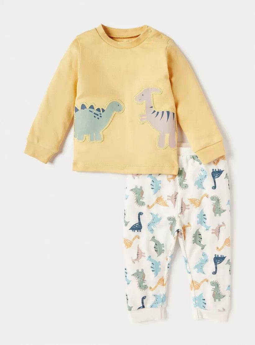 Babyshop - Juniors Dinosaur Applique T-shirt and Printed Pyjama Set - BSH162