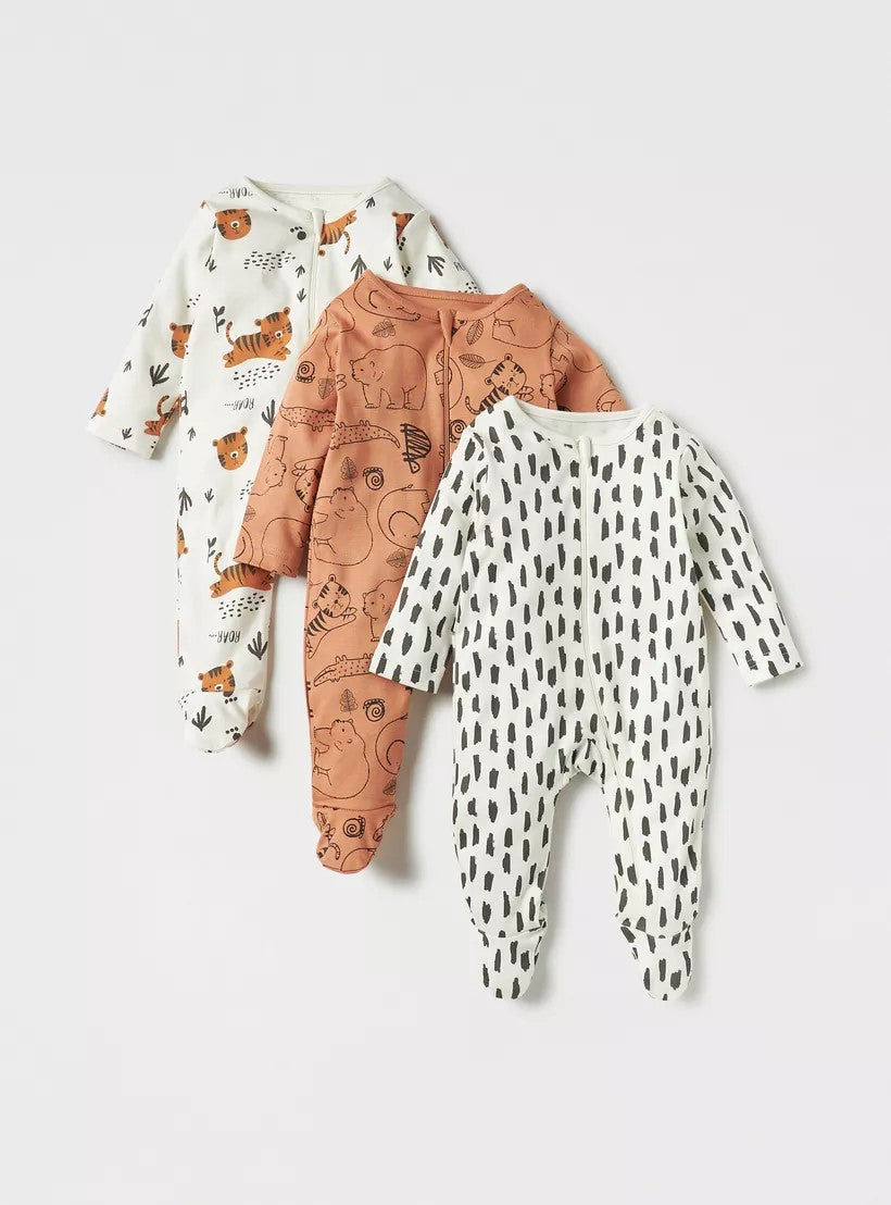 Babyshop - Juniors All-Over Animal Print Sleepsuit - Set of 3 - BSH169