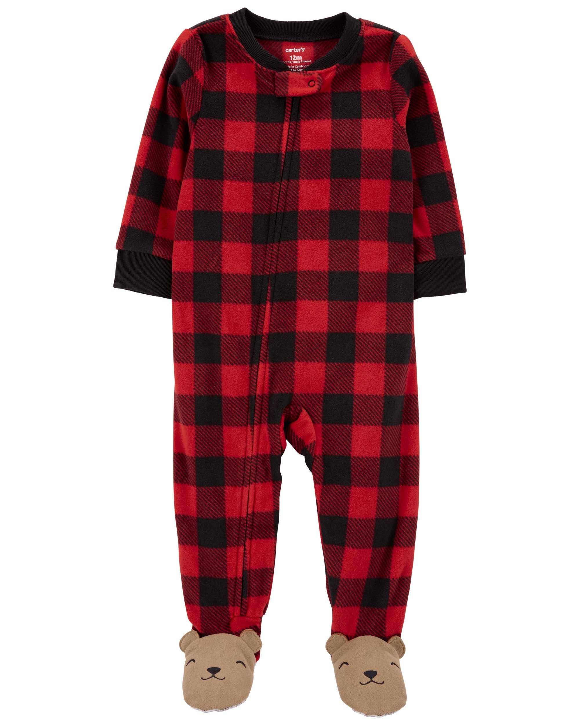 Carters - Baby 1-Piece Buffalo Check Fleece Footie PJs - CAR176