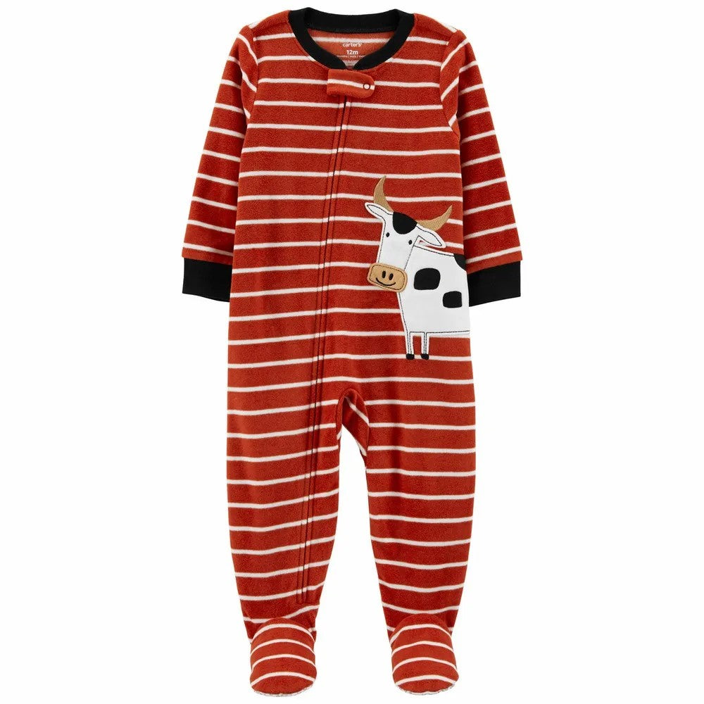 Carters - Cow Fleece Footie One Piece PJs - Baby Boy  - CAR312