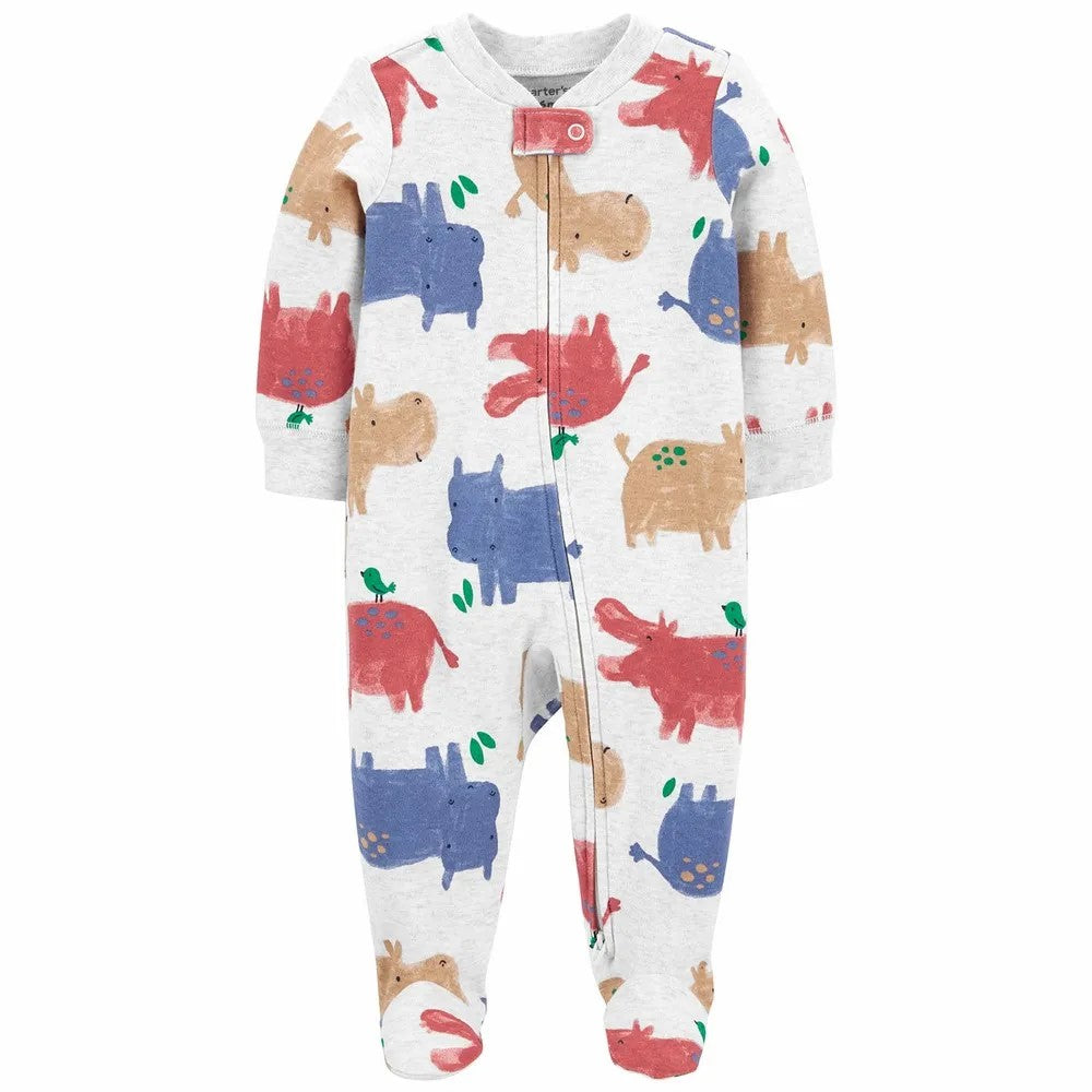 Carters - Hippo 2-Way Zip Cotton Sleep & Play Onesie - Baby Boy  - CAR331