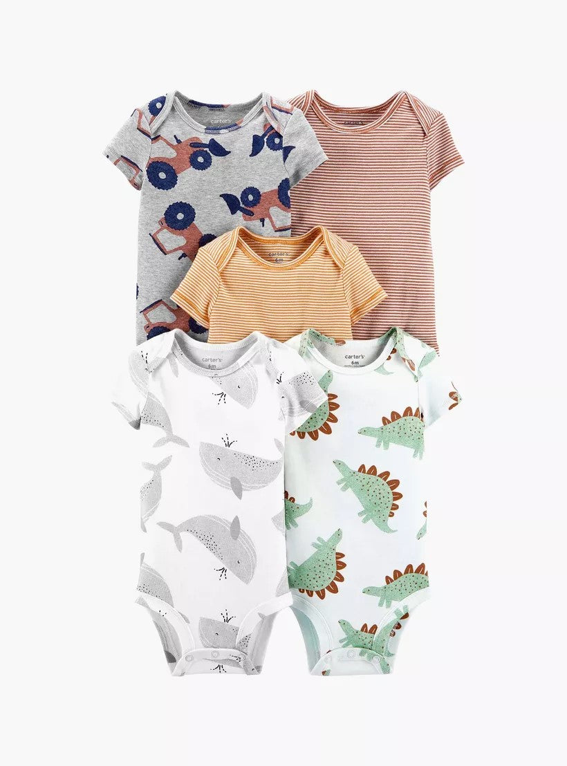 Carters - Carter's Printed Short-Sleeve Bodysuits- Pack of 5  - CAR370