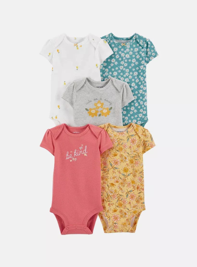 Carters - Carter's Printed Short-Sleeve Bodysuits- Pack of 5 - CAR378