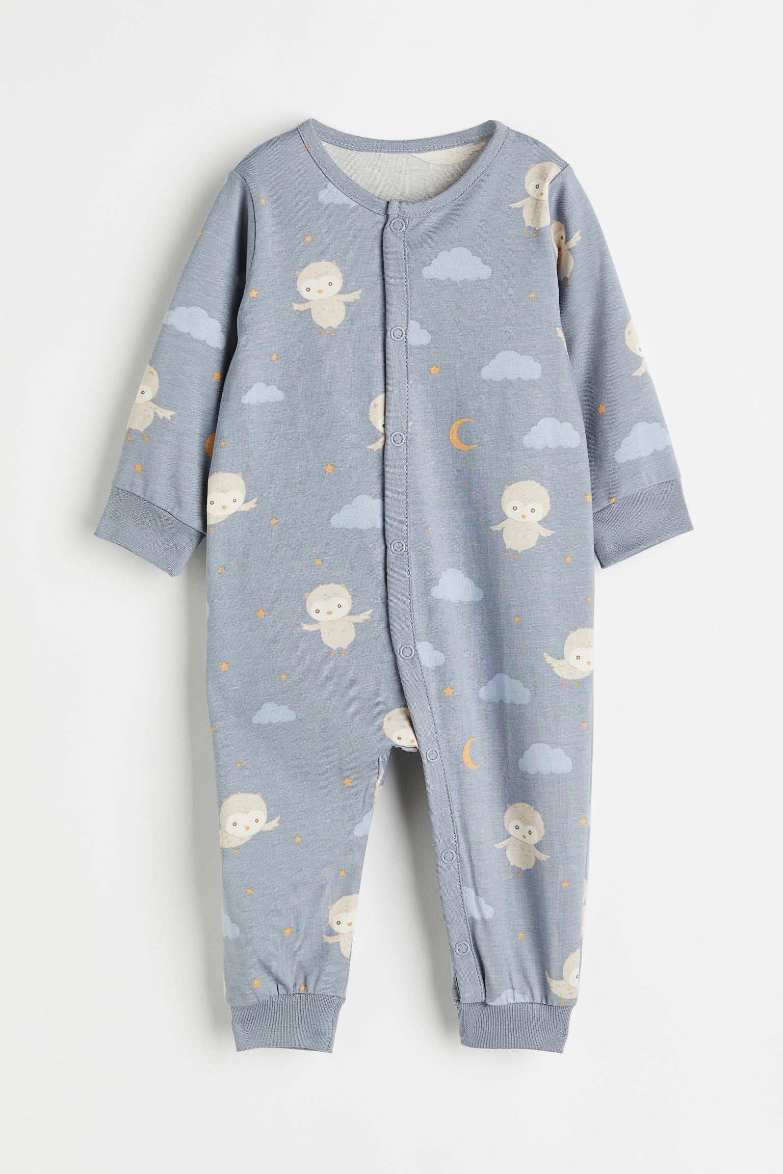H&M - Patterned all-in-one pyjamas - Light blue/Owls - HM235