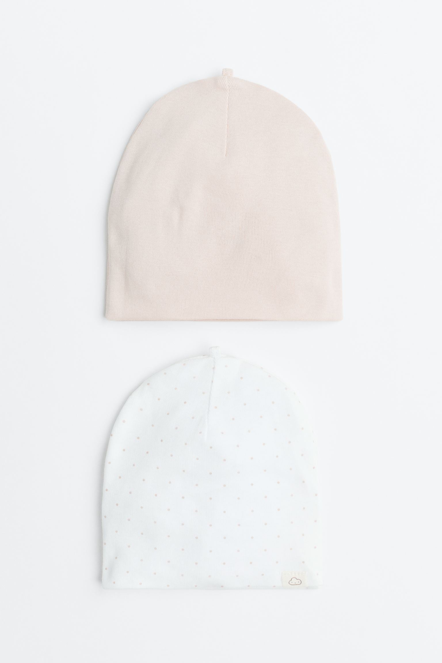 H&M - 2-pack cotton hats - Light pink/Spotted  - HM269