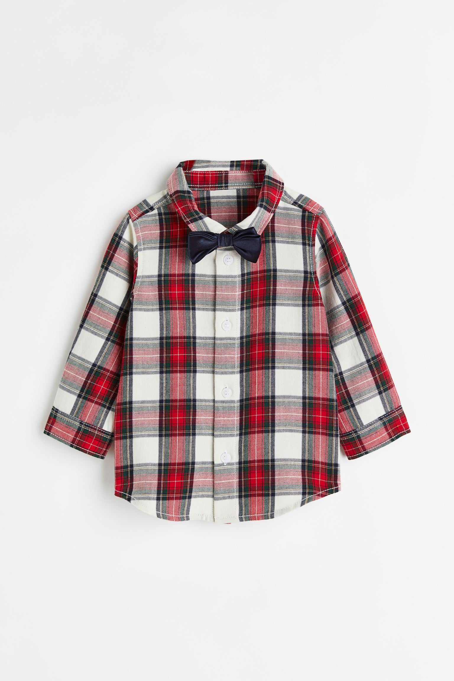 H&M - Shirt and bow tie - Red/Checked  - HM293