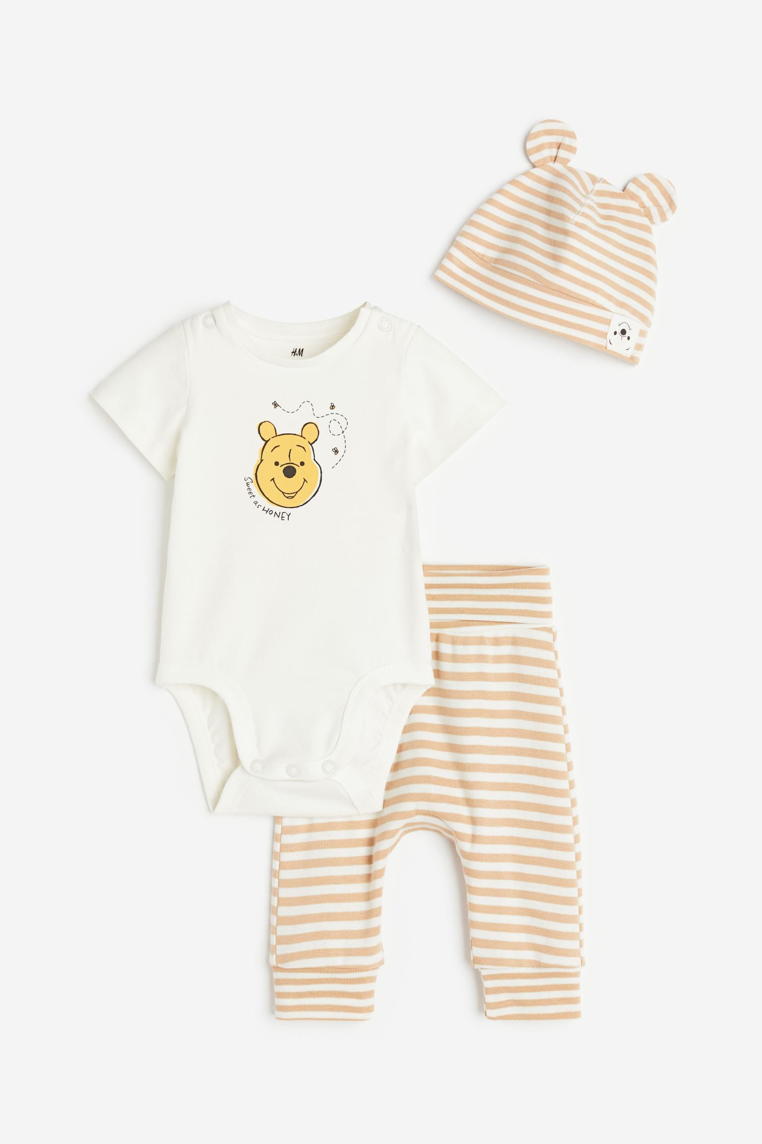 H&M - 3-piece Cotton Set - White/Winnie the Pooh - HM335