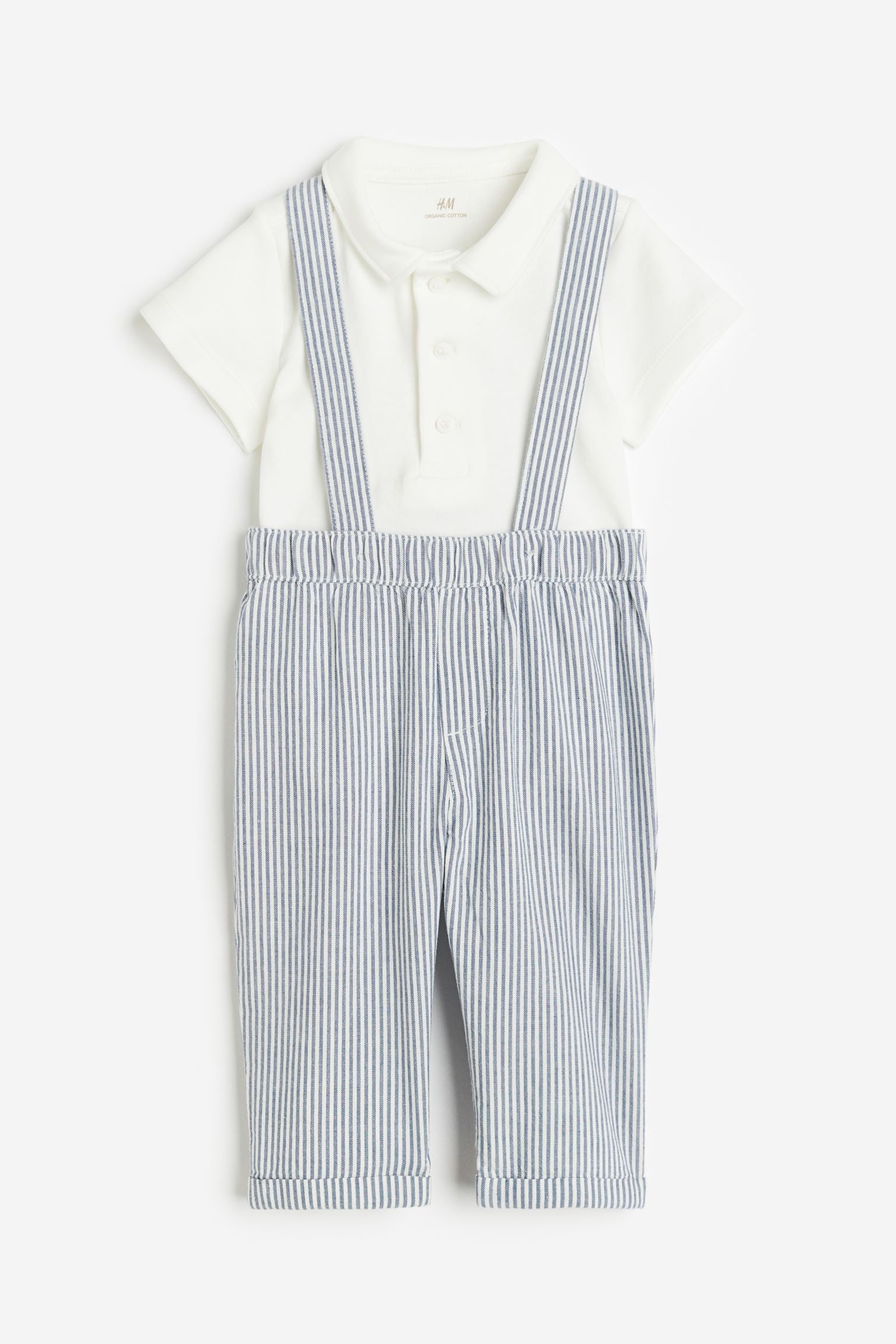 H&M - 2-piece cotton set - White/Blue striped - HM375