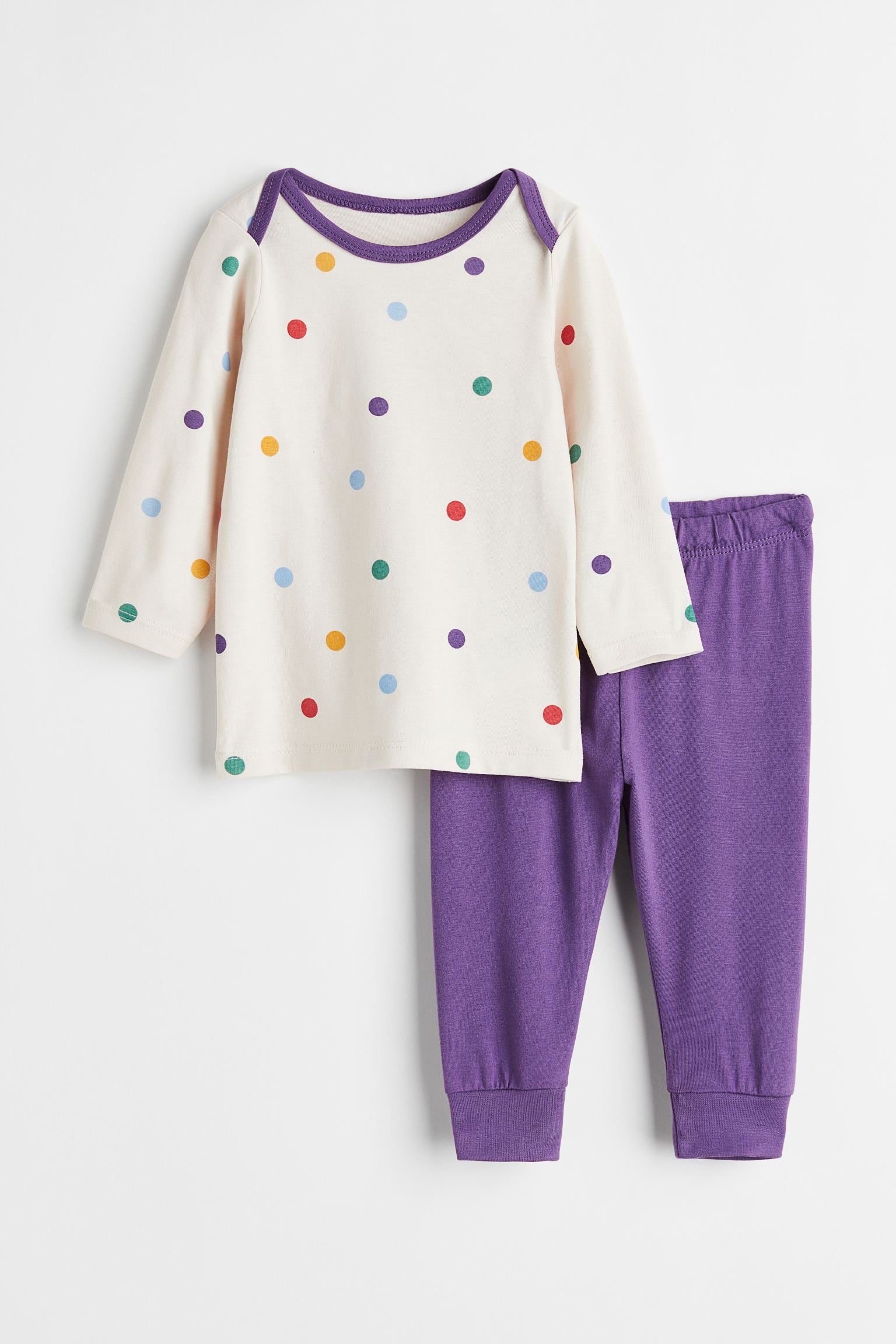 H&M - 2-piece cotton set - Purple/Spotted - HM383
