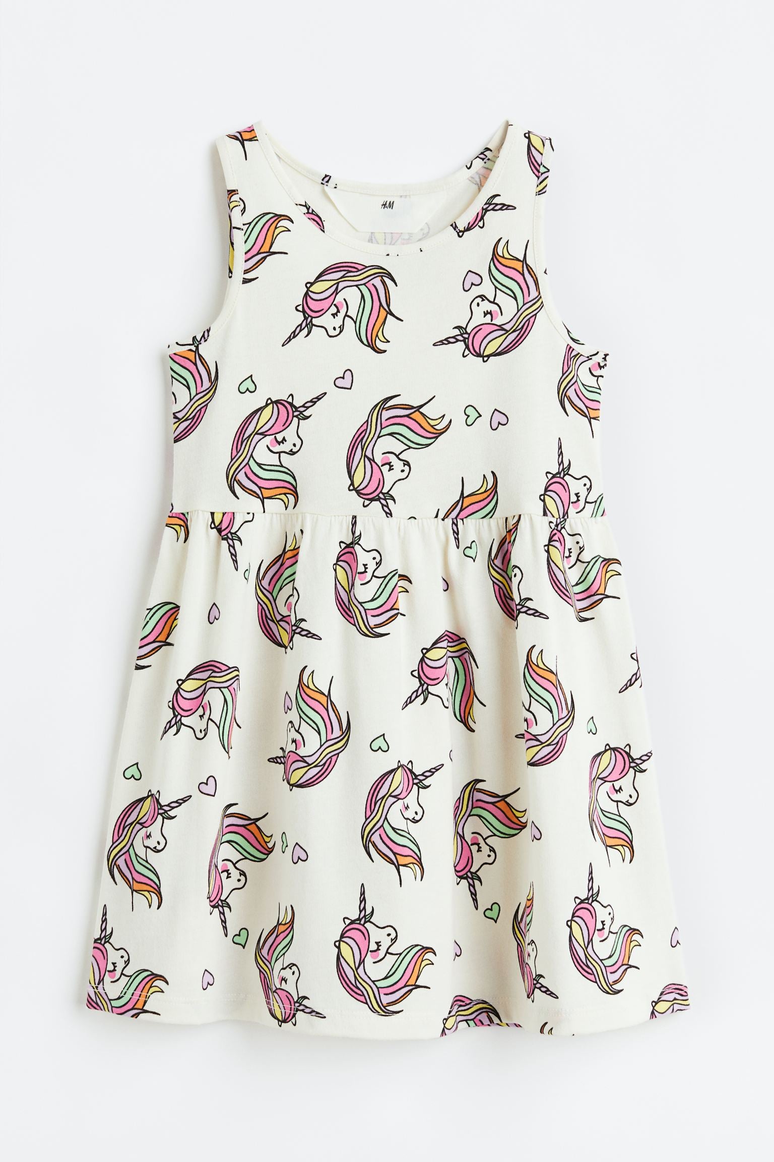 H&M - Patterned cotton dress - Natural white/unicorns - HM399