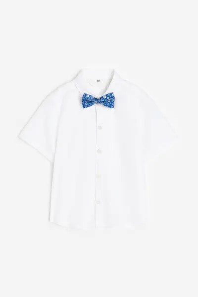 H&M - Shirt and bow tie - White/Floral - HM512