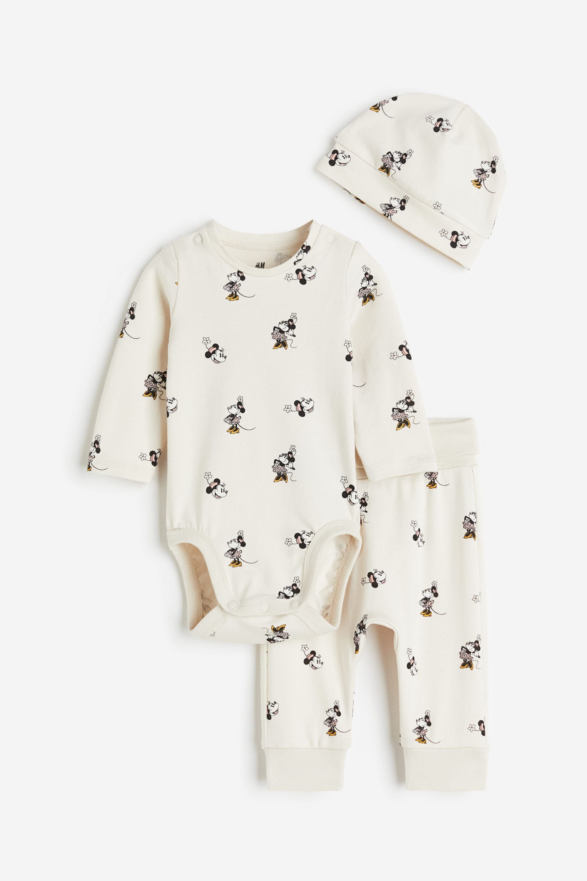 H&M - 3-piece jersey set - Natural white/Minnie Mouse - HM526