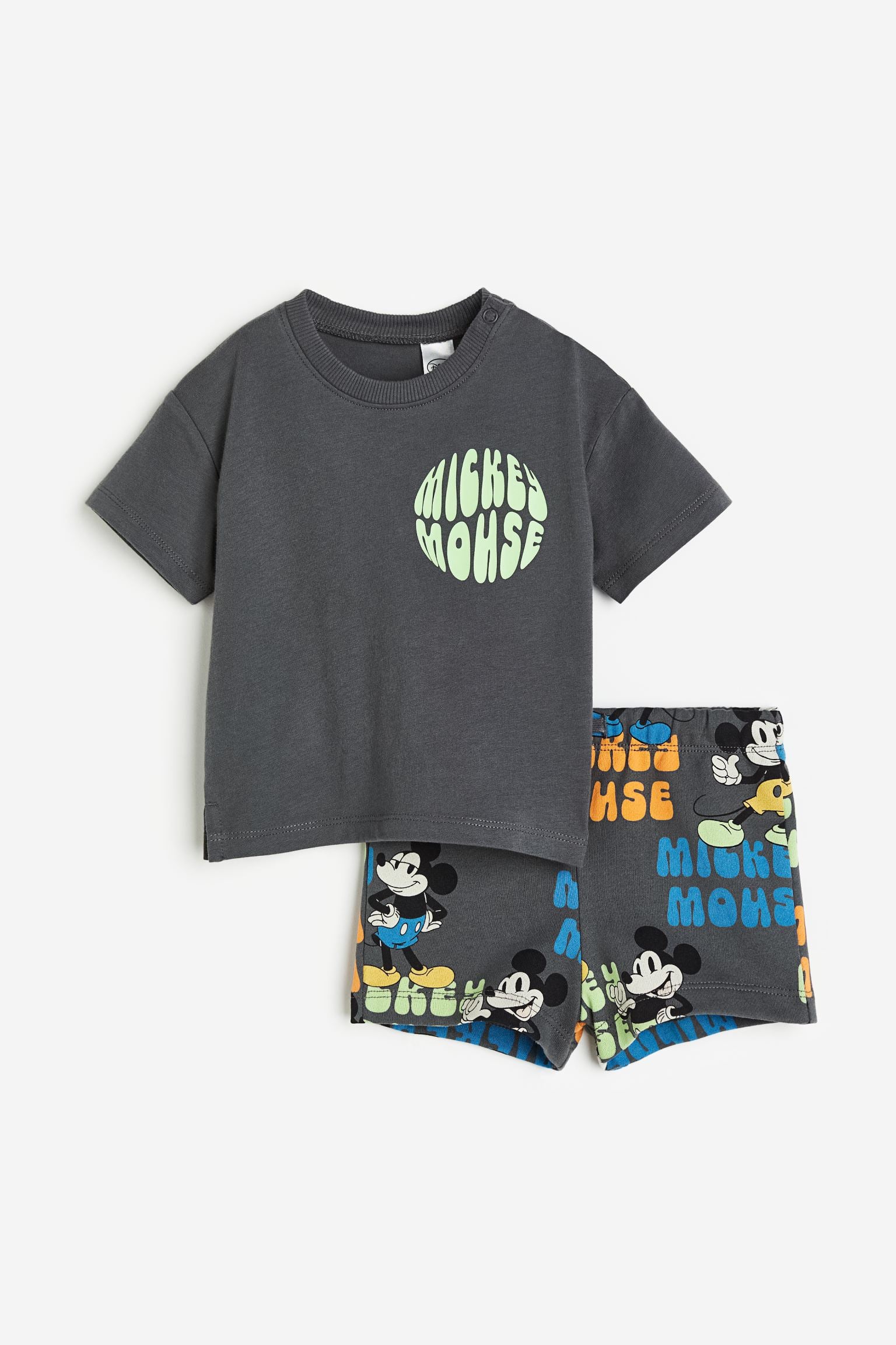 H&M - 2-piece printed set - Dark grey/Mickey Mouse - HM529