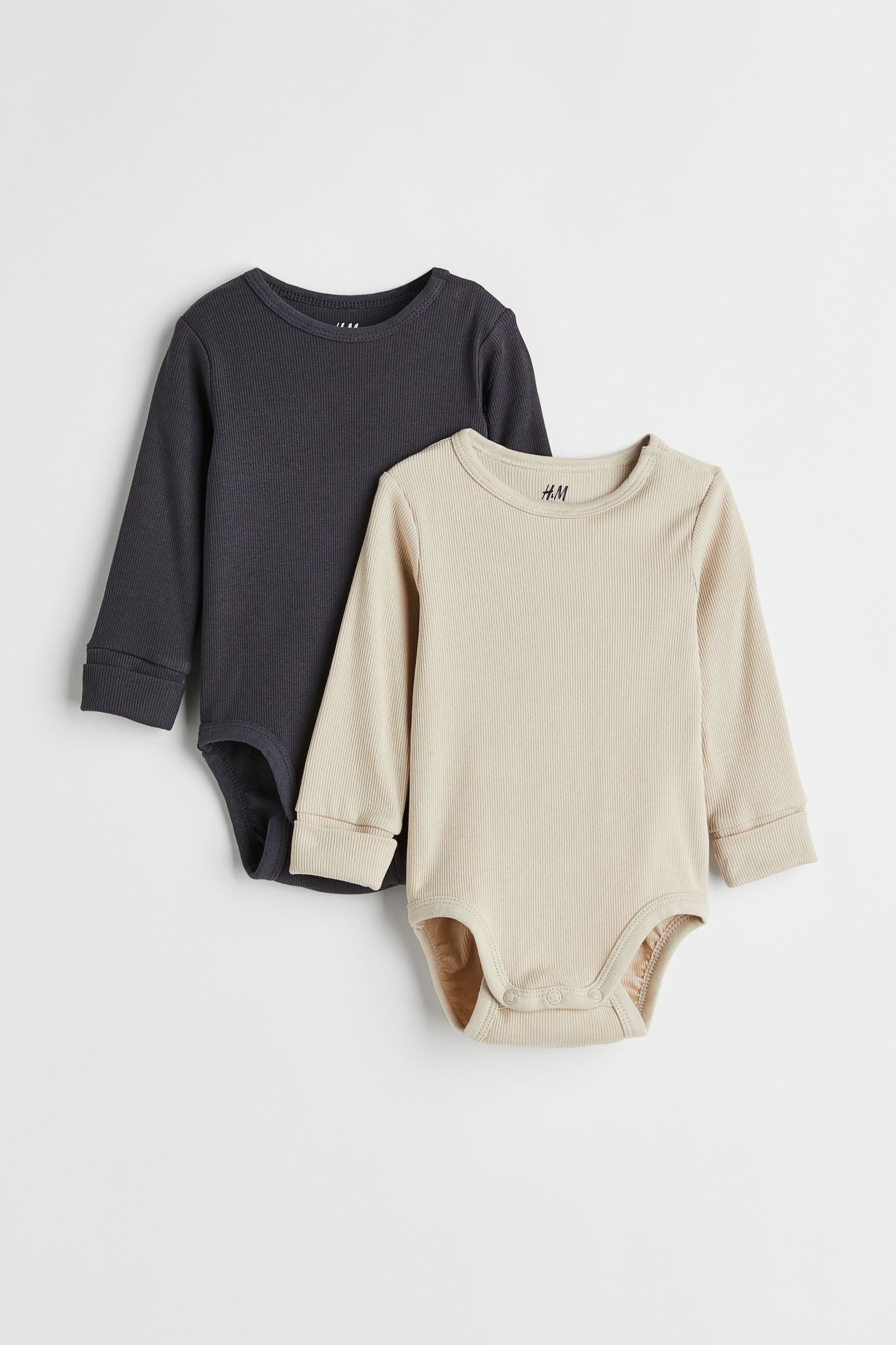 H&M - 2-pack adjustable-fit long-sleeved bodysuits  - HM560