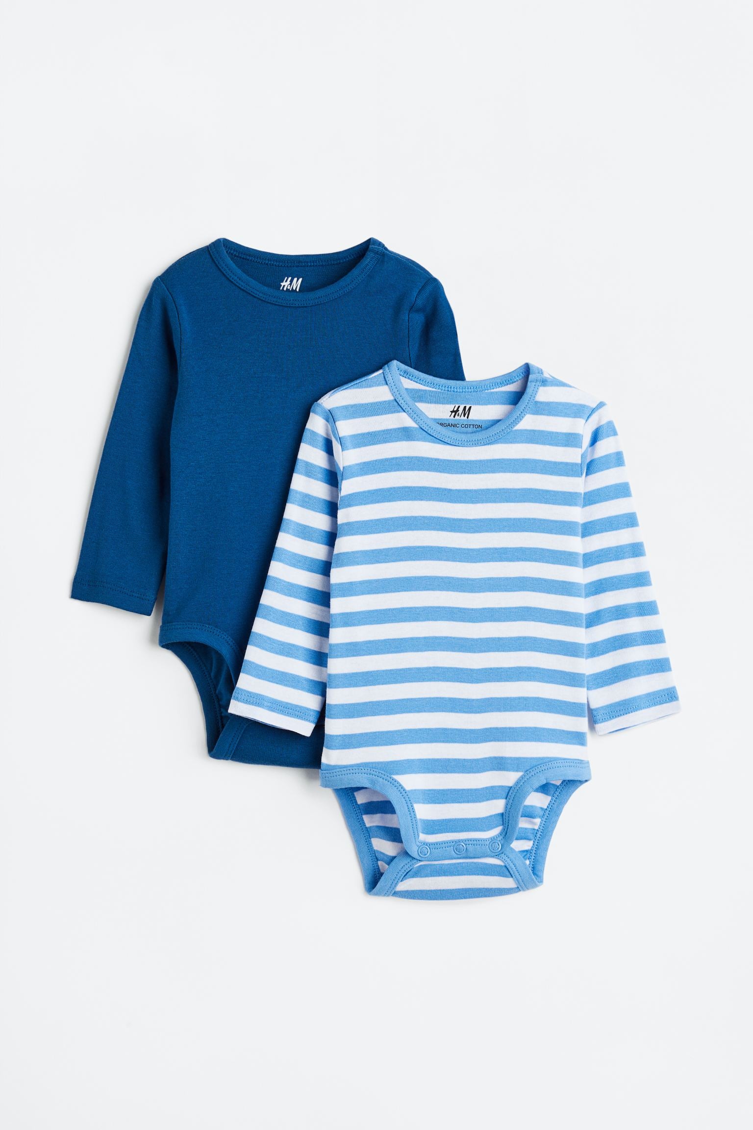 H&M - 2-pack Cotton Bodysuits - Light blue/striped - HM565