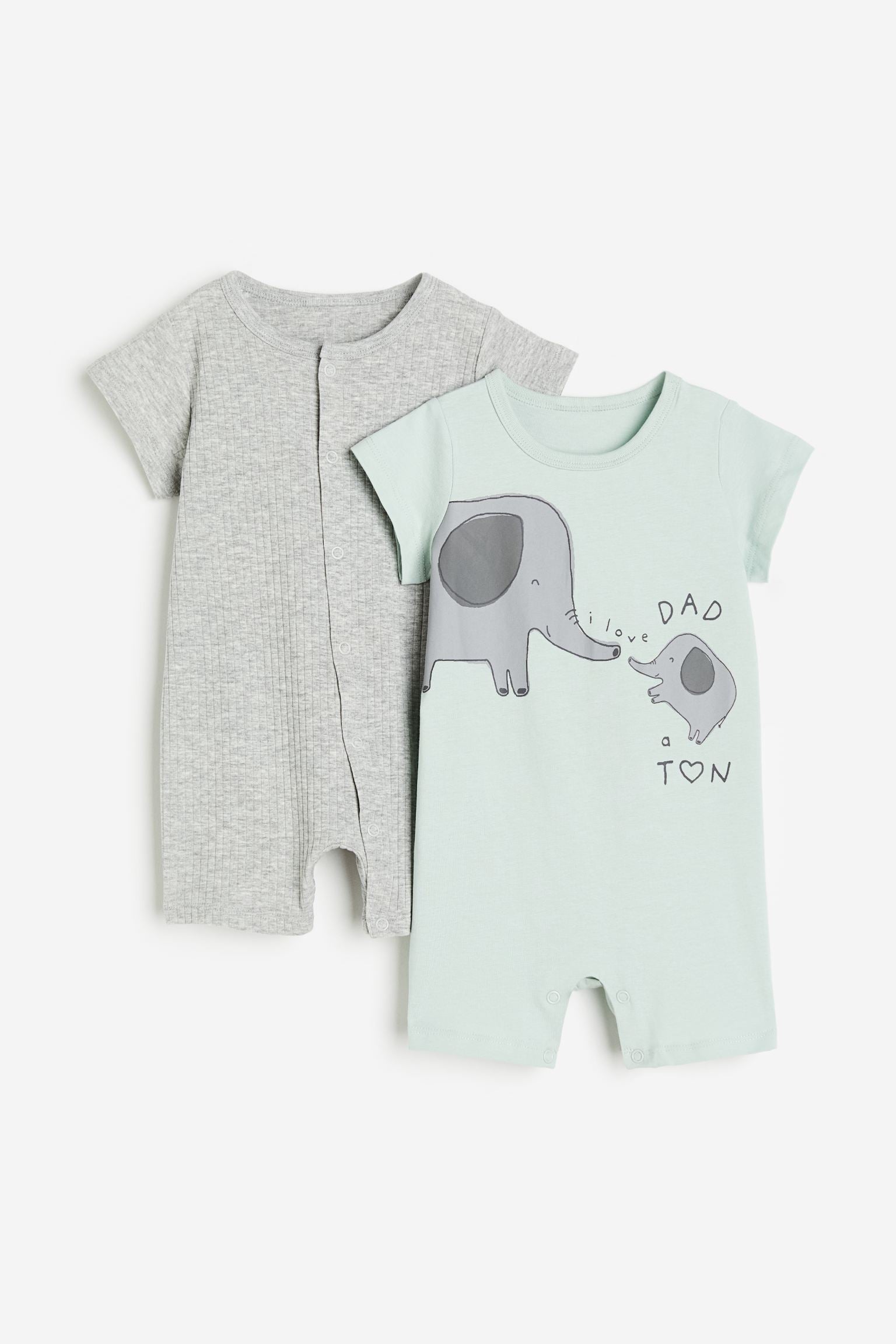 H&M - 2-pack cotton pyjamas - Light grey marl/Light green - HM567