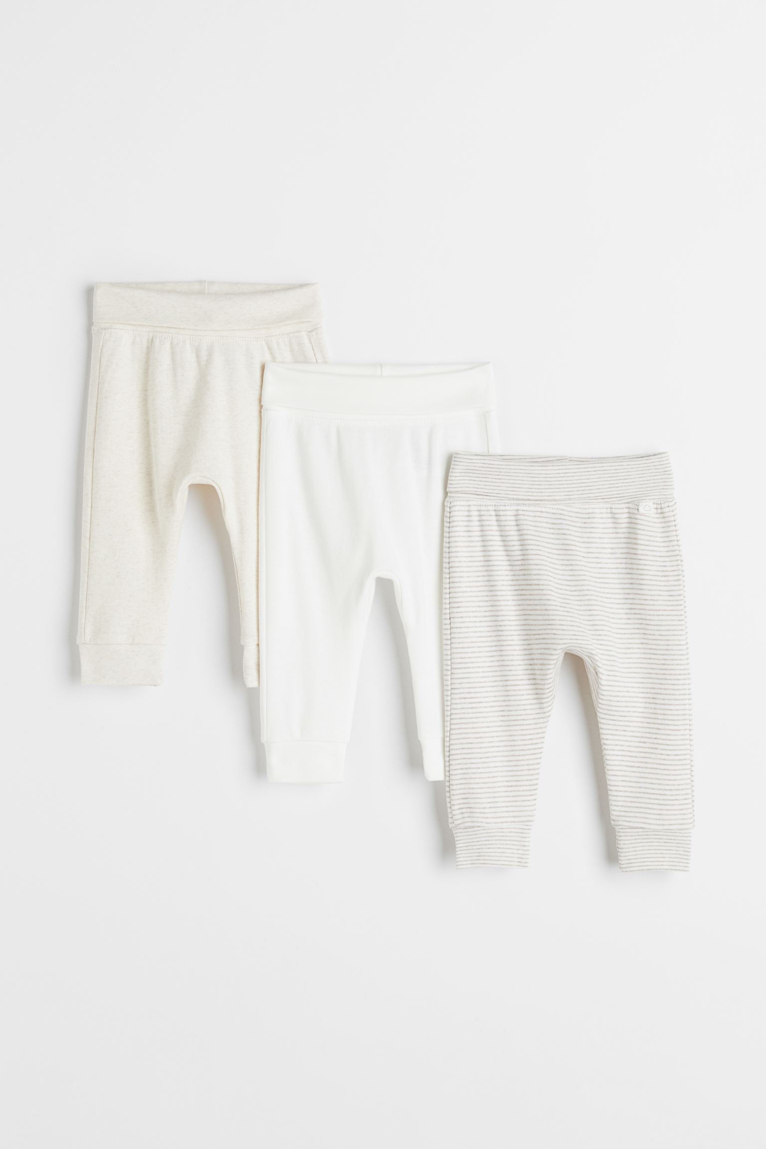 H&M - 3-pack Cotton Pants - Beige melange/natural white - HM646