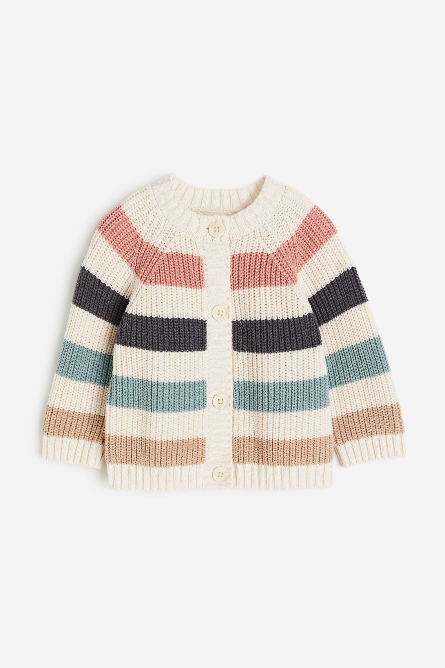 H&M - Knit Cardigan - Natural white/striped - HM652