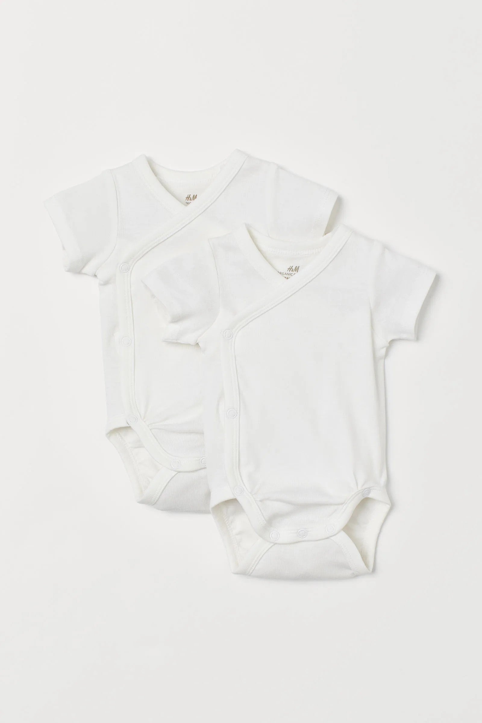 H&M - 2 pack short sleeves bodysuits - white - HM653