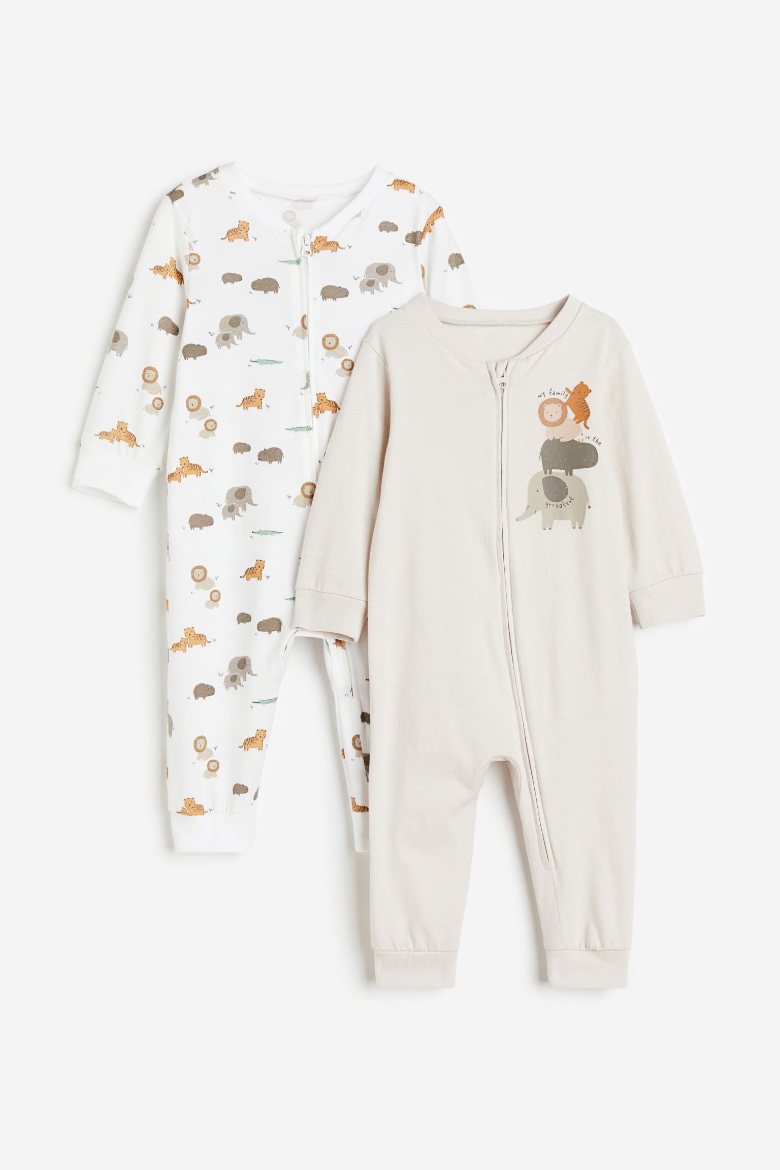 H&M - 2-pack patterned cotton pyjamas - Light greige/Animals - HM683