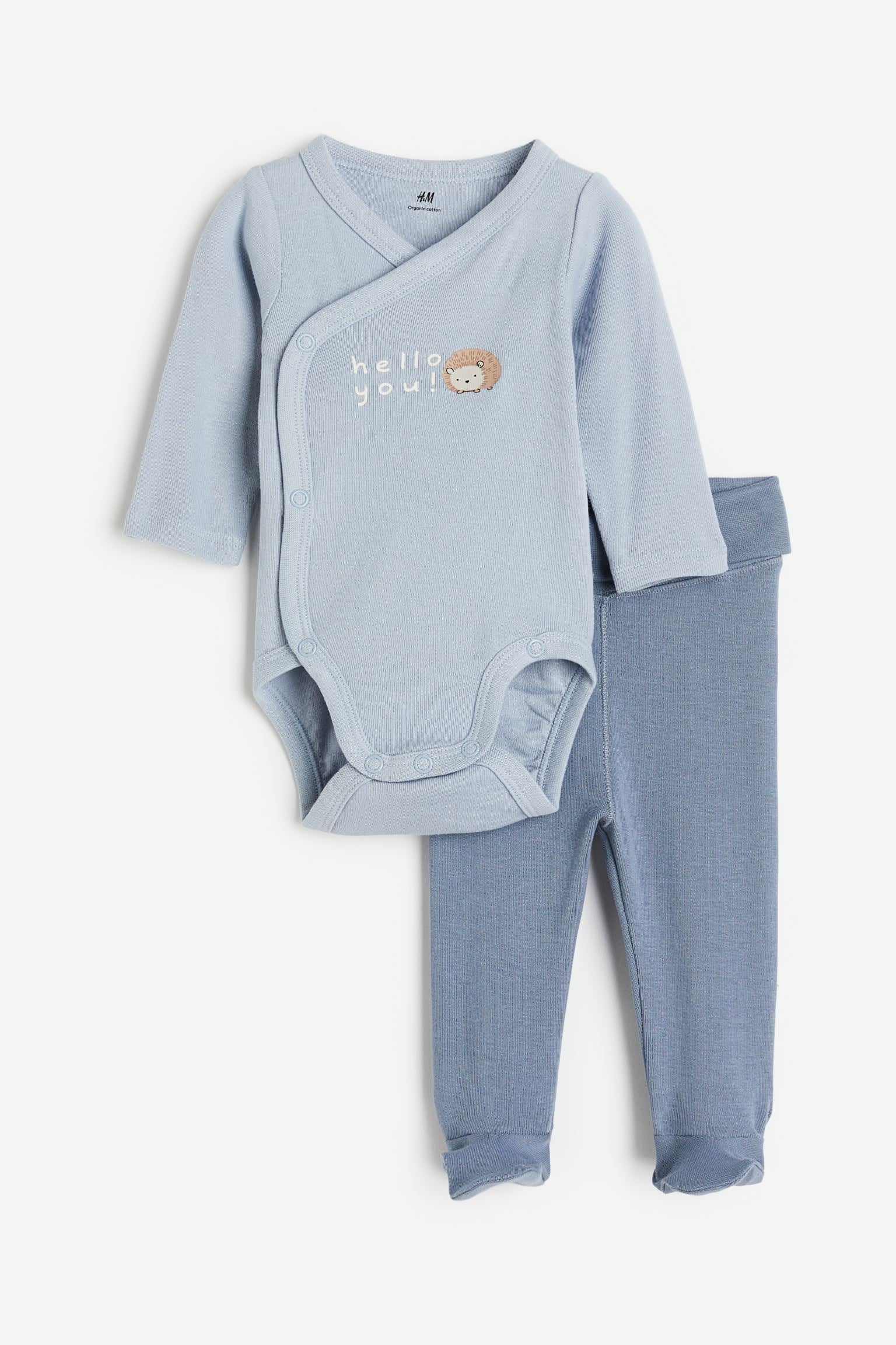 H&M - 2-piece cotton set - Blue/Hedgehog - HM695