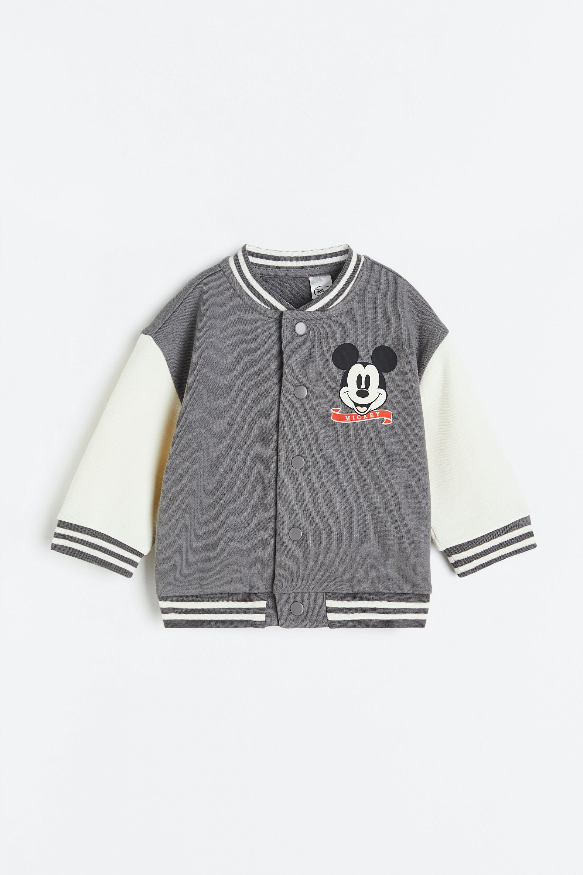 H&M - Printed baseball jacket - Grey/Mickey Mouse - HM708