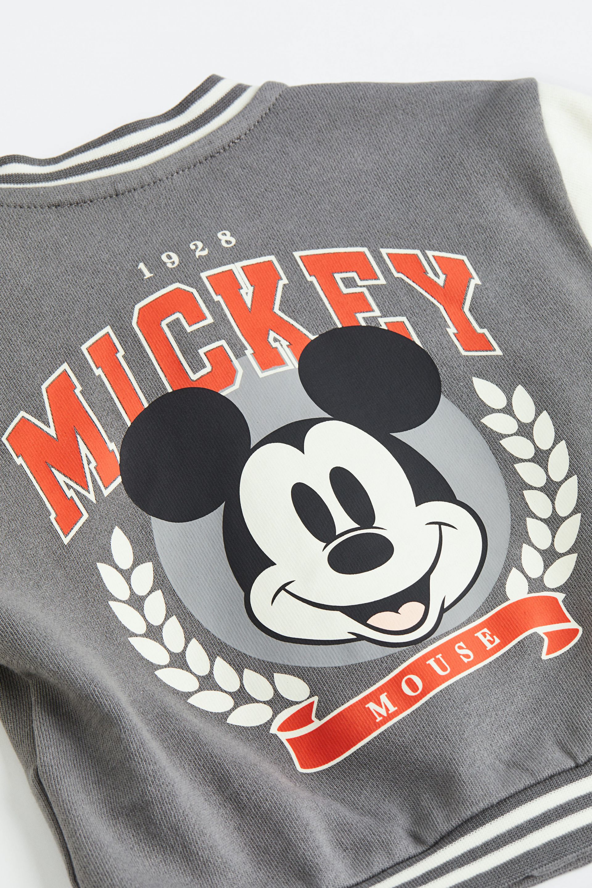 H&M - Printed baseball jacket - Grey/Mickey Mouse - HM708