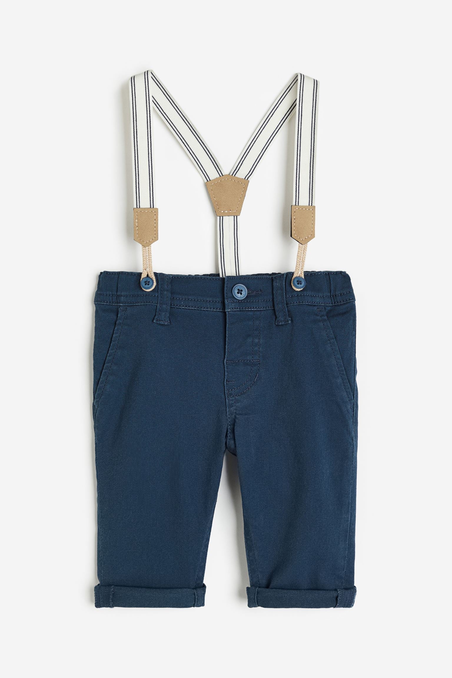 H&M - Twill trousers with braces - Navy blue - HM711