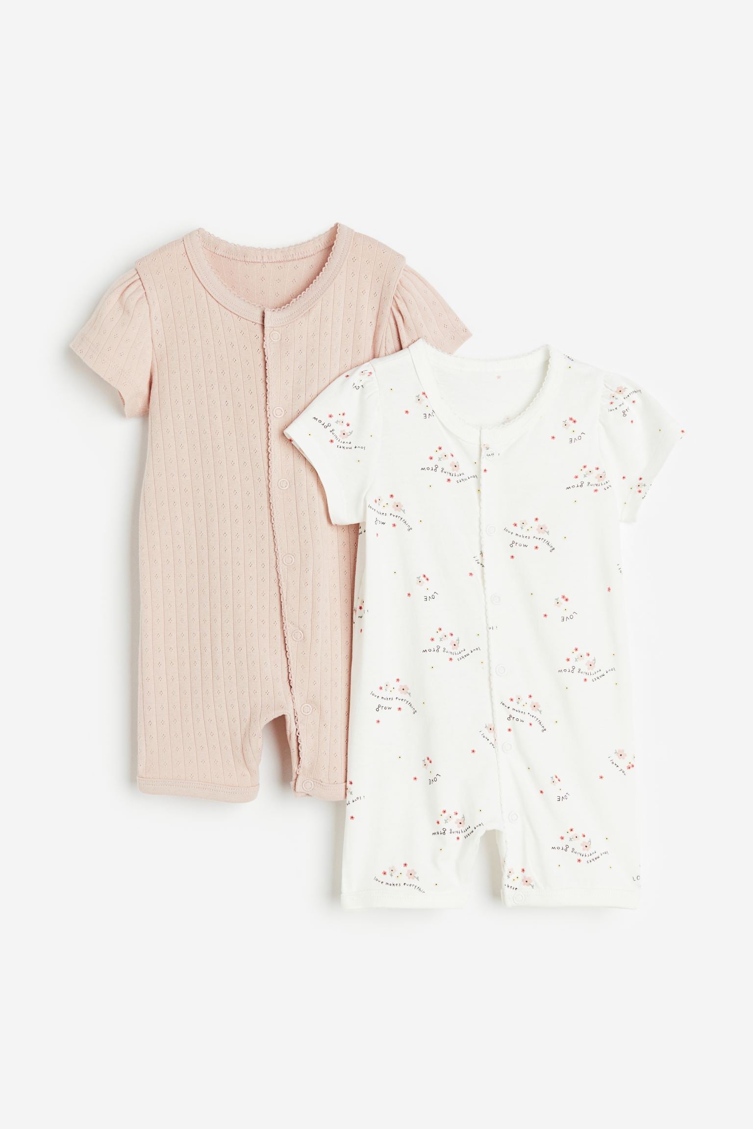 H&M - 2-pack cotton pyjamas - Powder pink/Floral - HM720