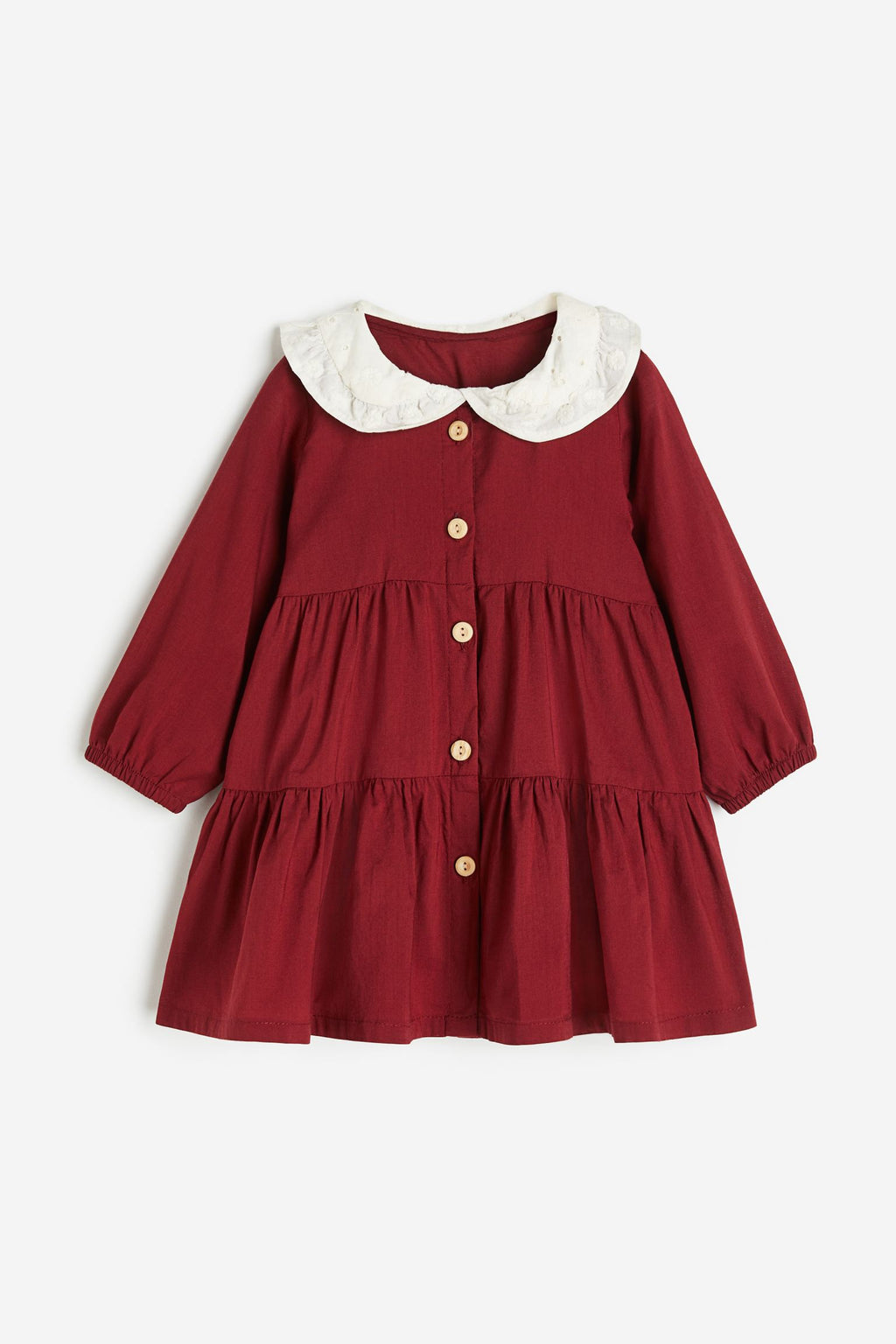 H&M - Collared dress- Dark red/White - HM777