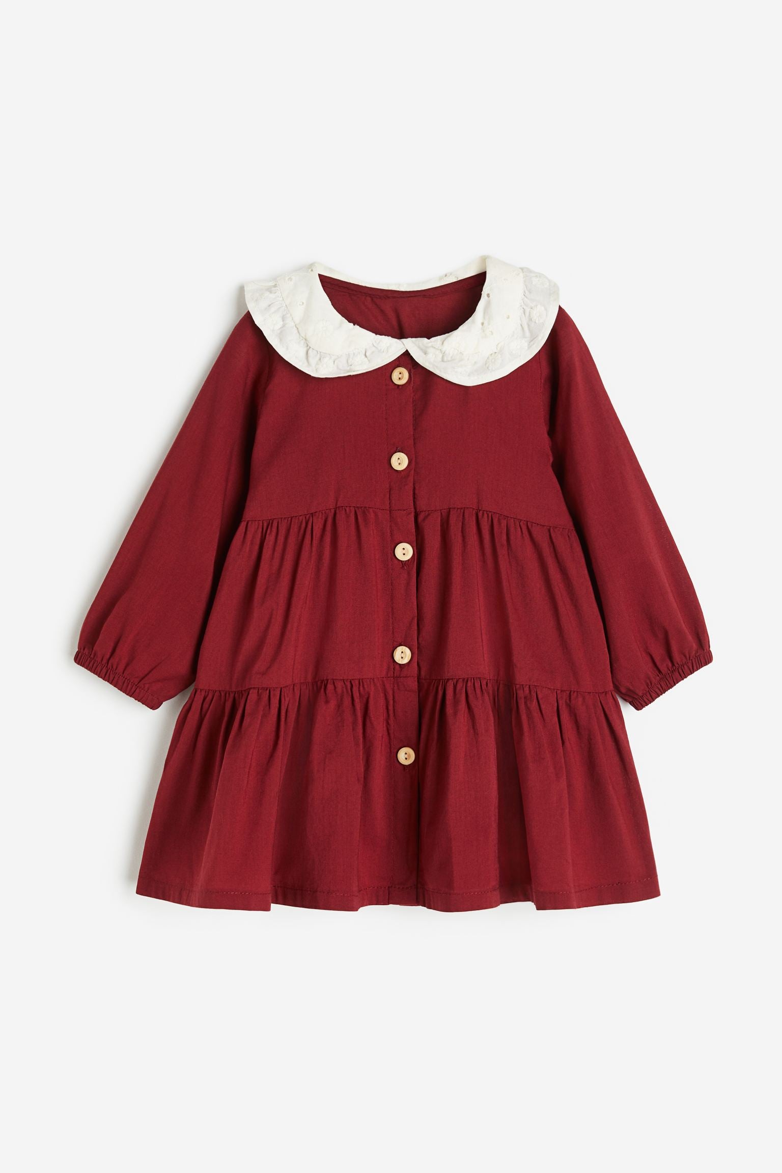 H&M - Collared dress- Dark red/White - HM777