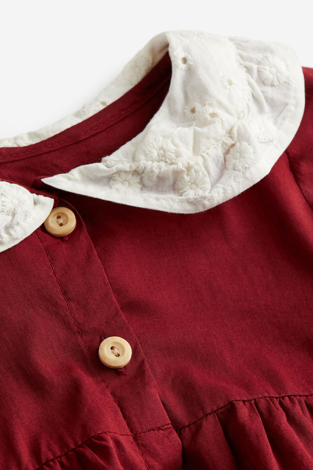 H&M - Collared dress- Dark red/White - HM777