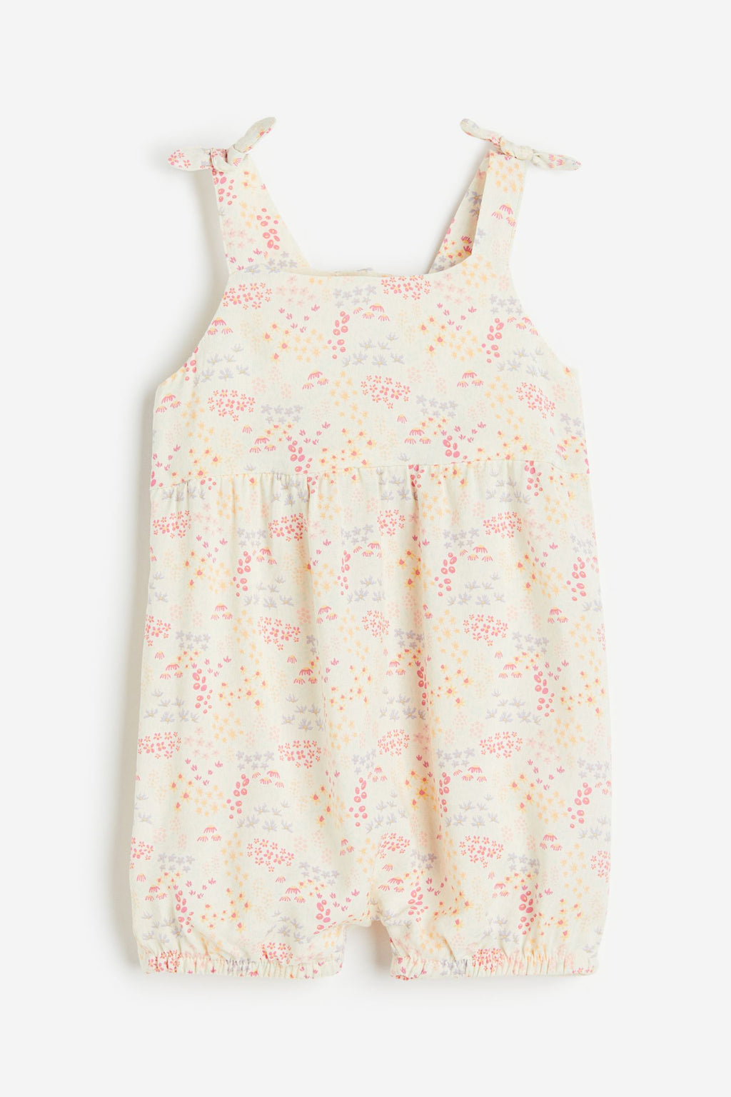 H&M - Sleeveless Romper Suit- White/Small flowers - HM785