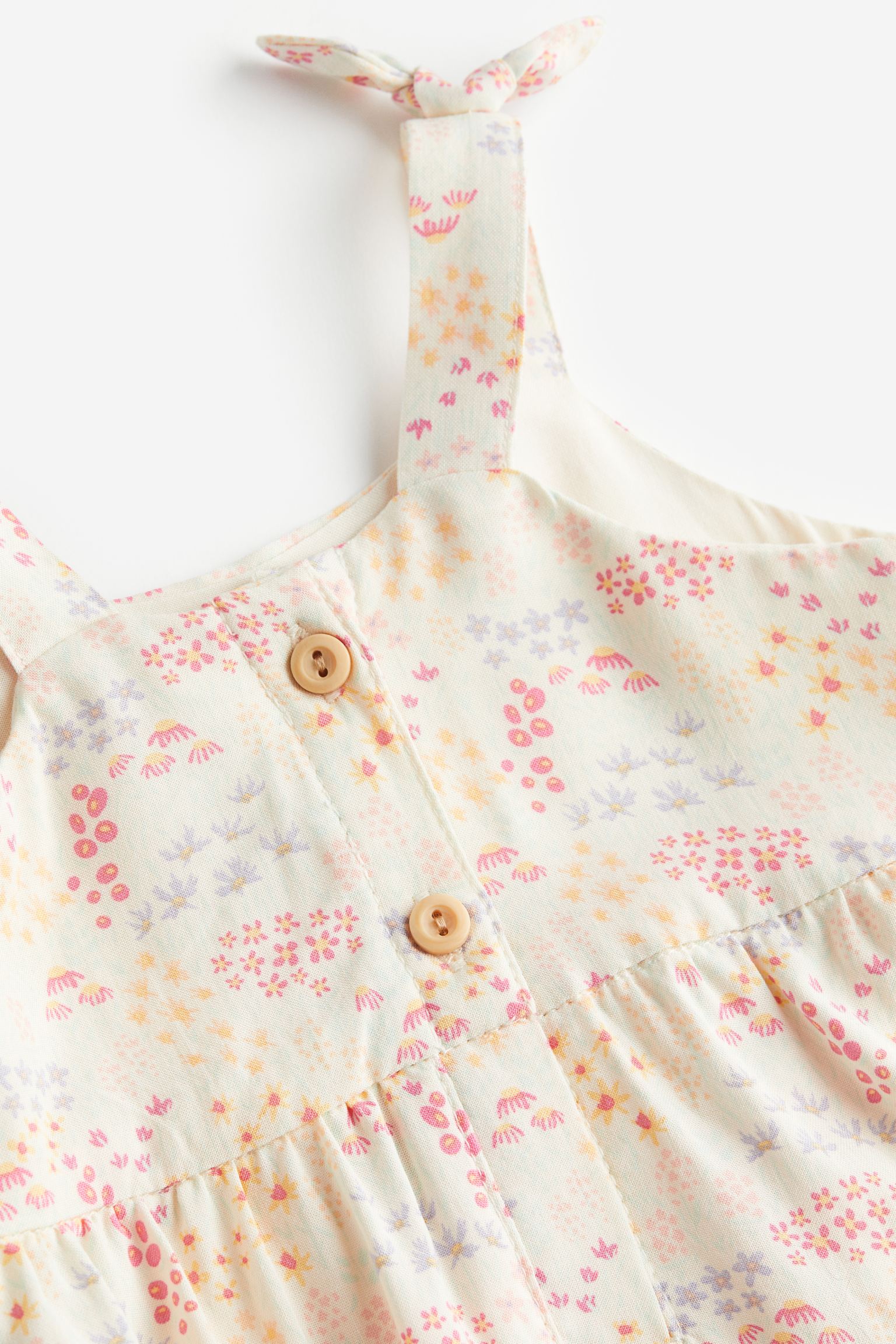 H&M - Sleeveless Romper Suit- White/Small flowers - HM785