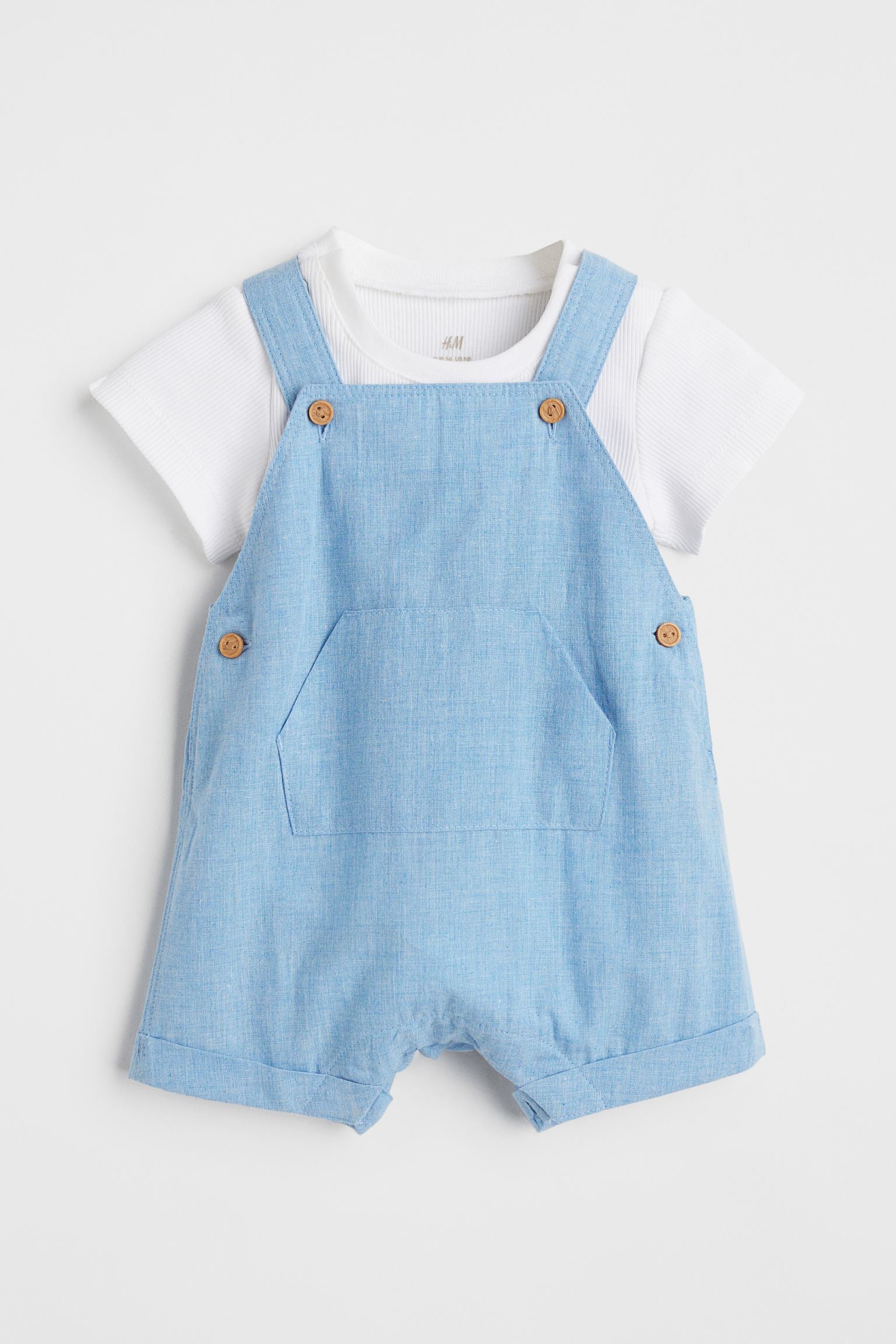 H&M - 2-piece Cotton Set - Light blue/white - HM795