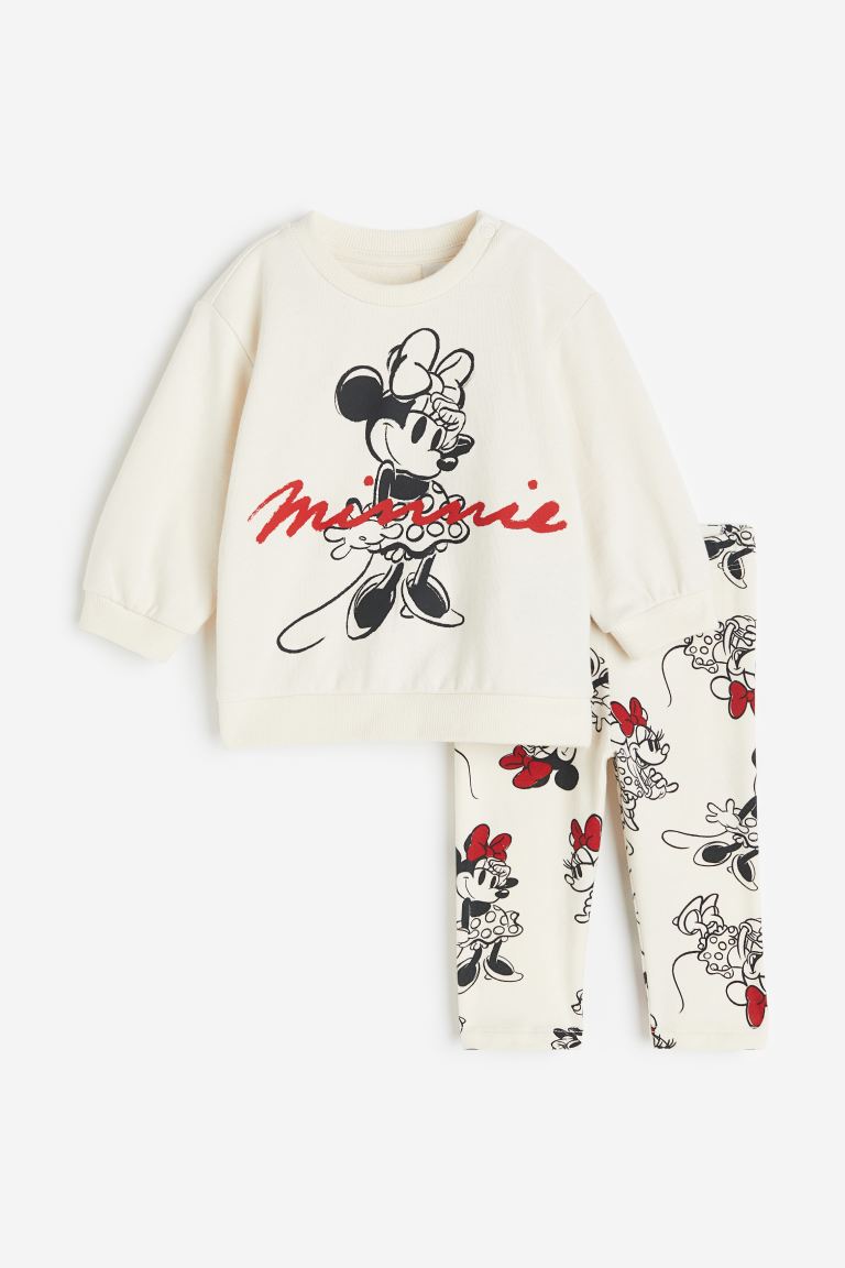 H&M - 2-piece printed cotton set - Natural white/Minnie Mouse - HM812