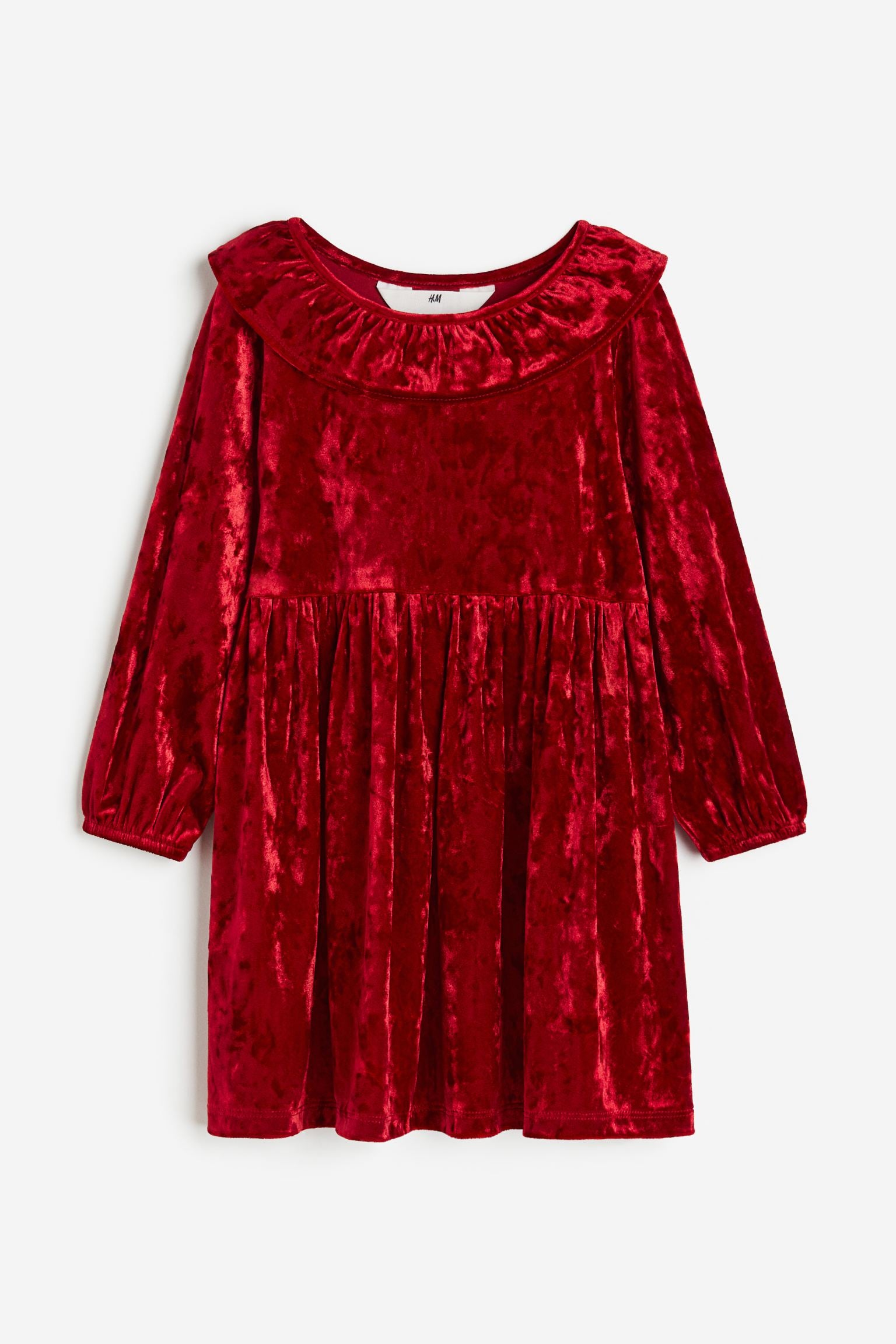 H&M - Velour Dress with Collar - Dark red - HM815