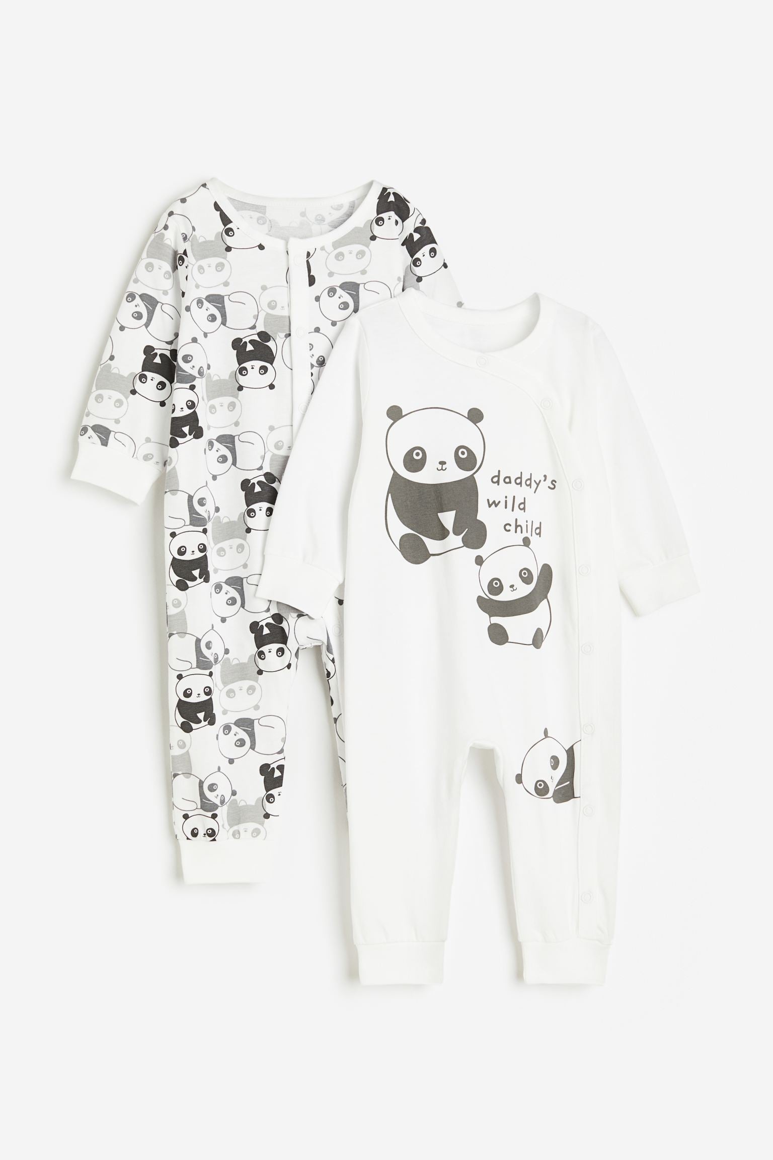 H&M - 2-pack sleepsuits - White/Pandas - HM824