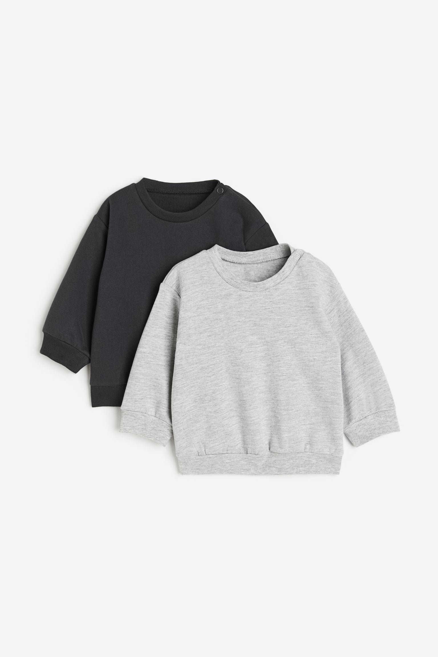 H&M - 2-pack cotton sweatshirts - Black/Light grey marl  - HM839