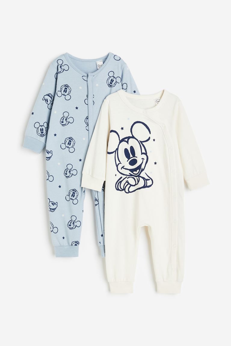 H&M - 2-pack Printed Pajamas - Light blue/Mickey Mouse - HM854