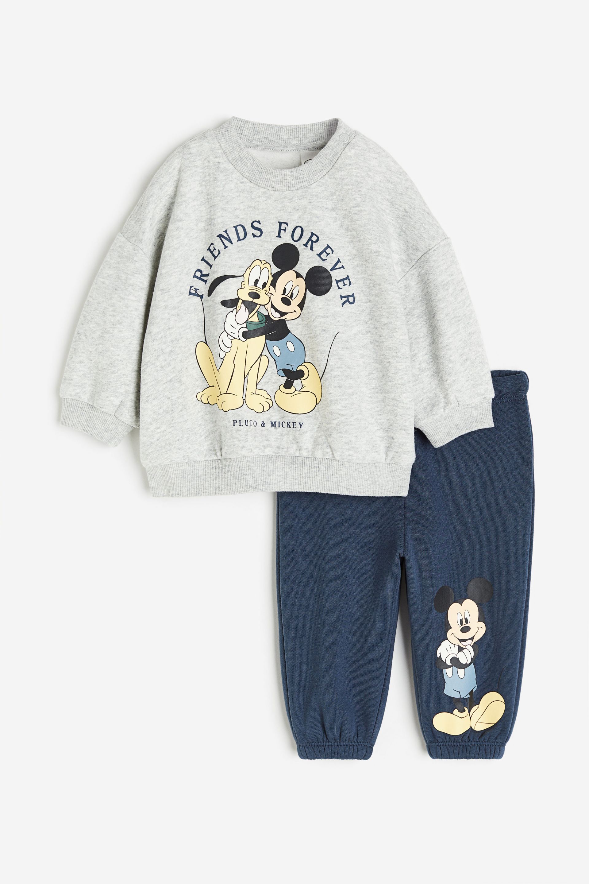 H&M - 2-piece sweatshirt set - Light grey marl/Mickey Mouse - HM889