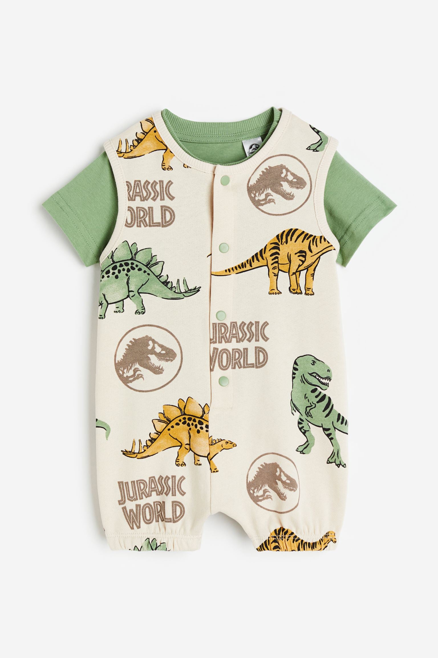 H&M - 2-piece printed cotton set - Light beige/Jurassic World - HM898