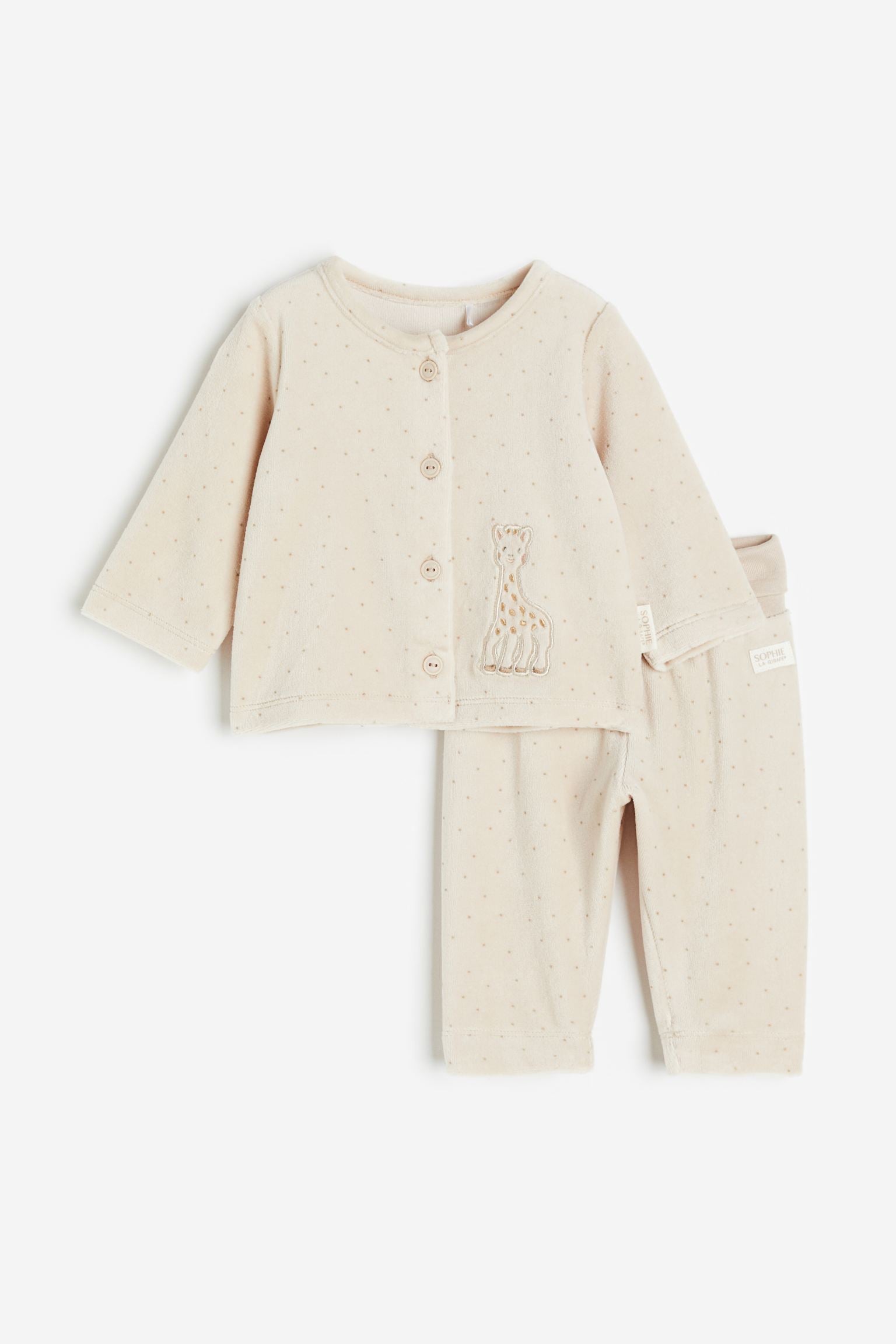 H&M - 2-piece Velour Set - Light beige/Sophie la girafe - HM913