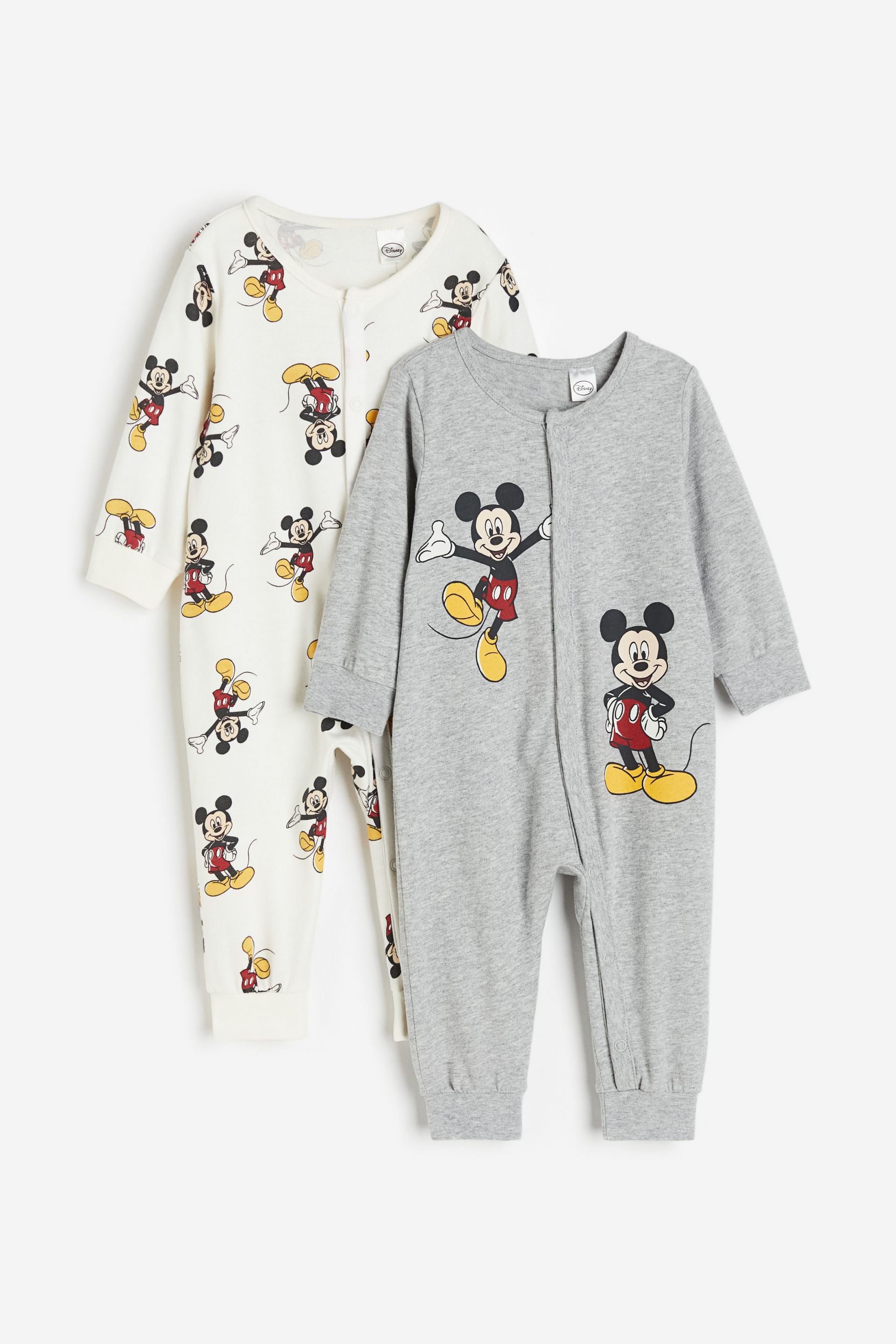 H&M - 2-pack printed pyjamas - Light grey marl/Mickey Mouse - HM940
