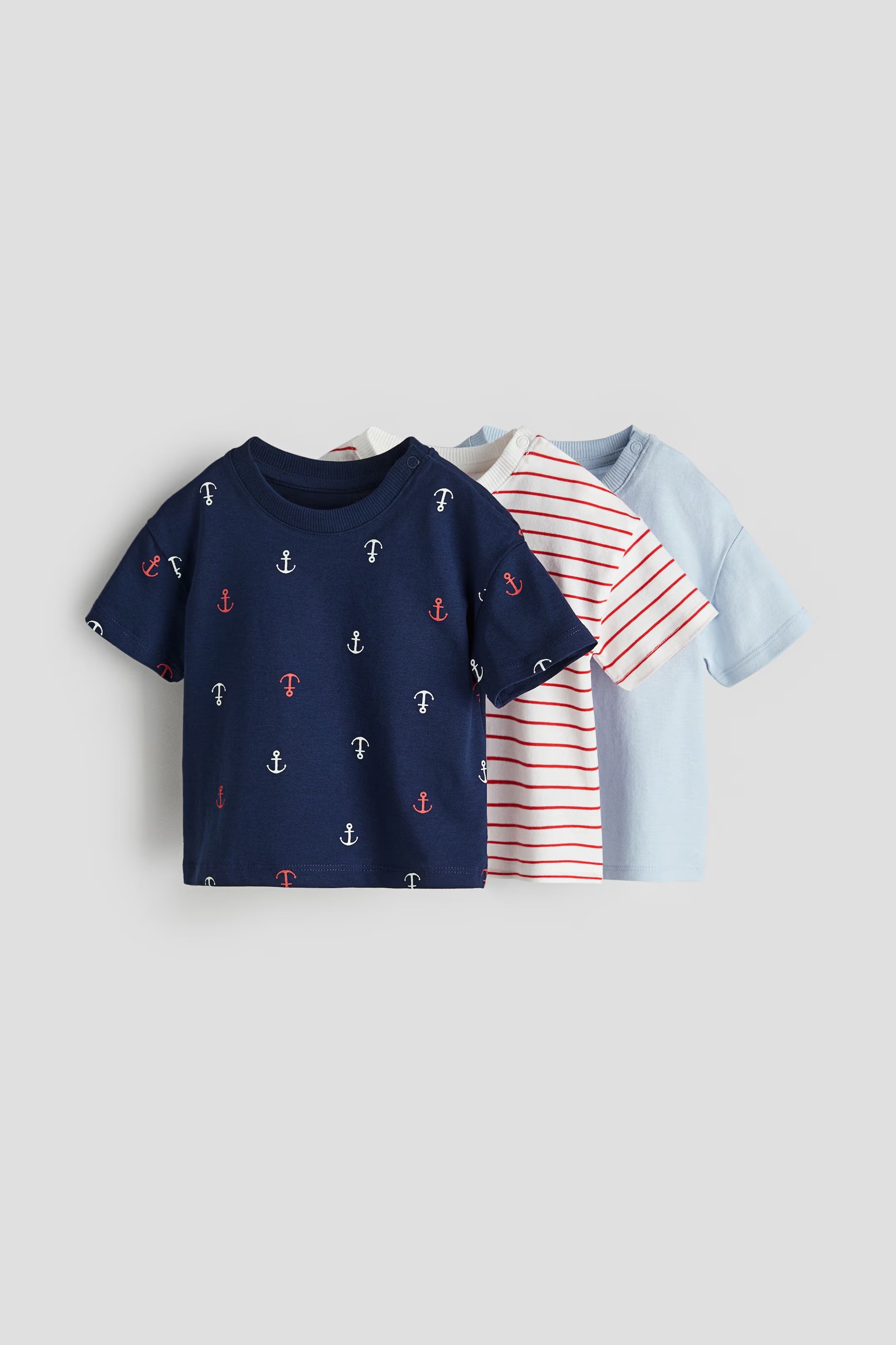 H&M - 3-pack T-shirts - Dark blue/anchors - HM980