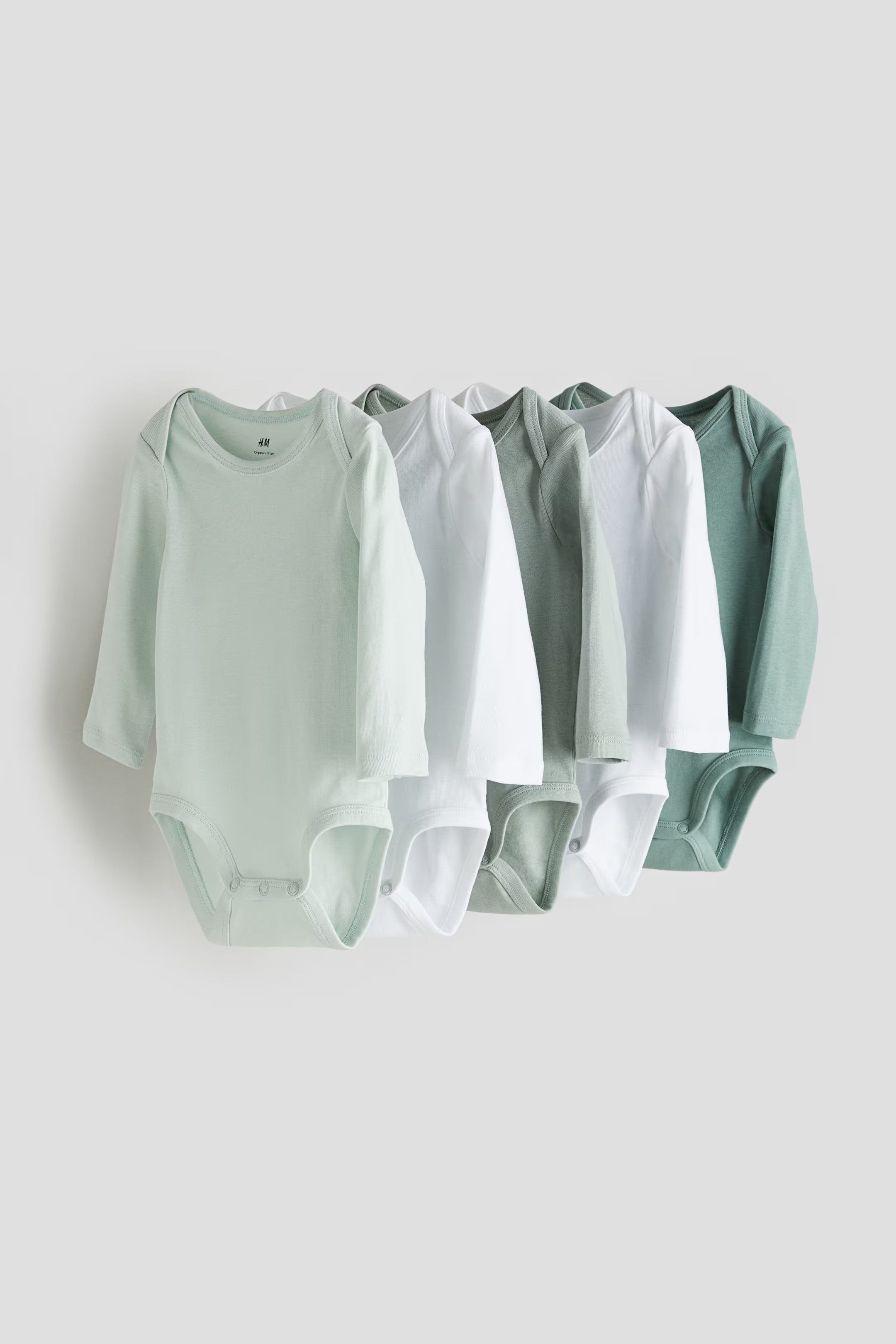 H&M - 5-pack Bodysuits - Light green/green - HM985