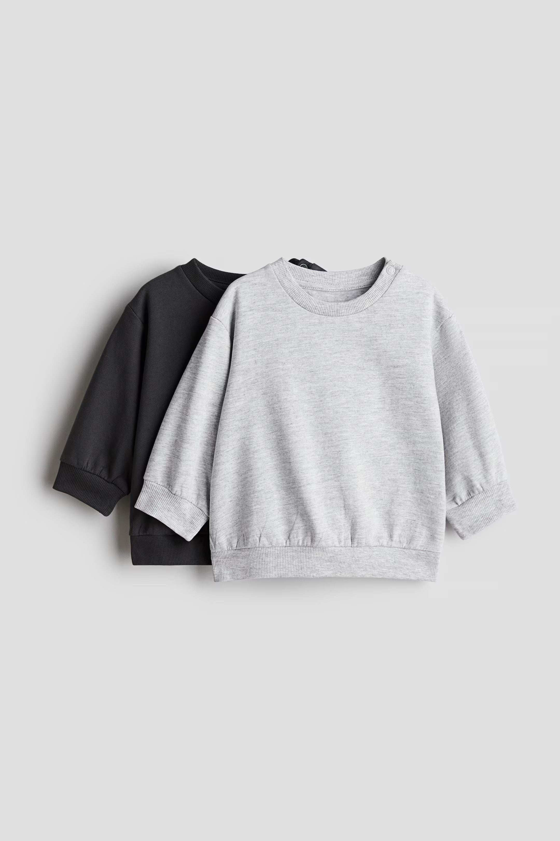 H&M - 2-pack cotton sweatshirts - Black/Light grey marl - HM990