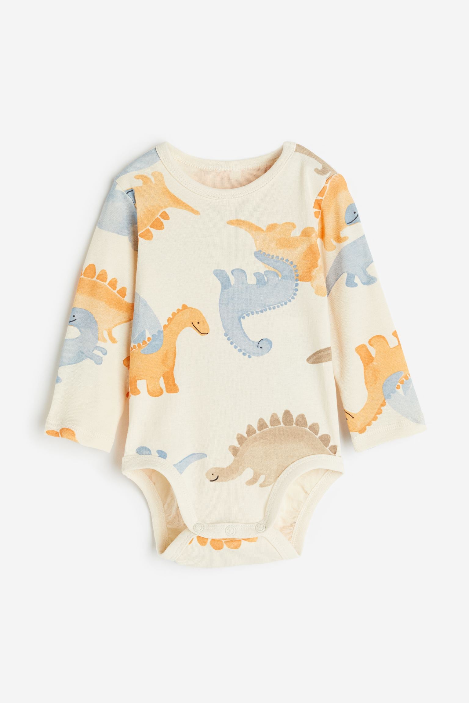 H&M - Long-sleeved bodysuit - Light beige/Dinosaurs - HM991