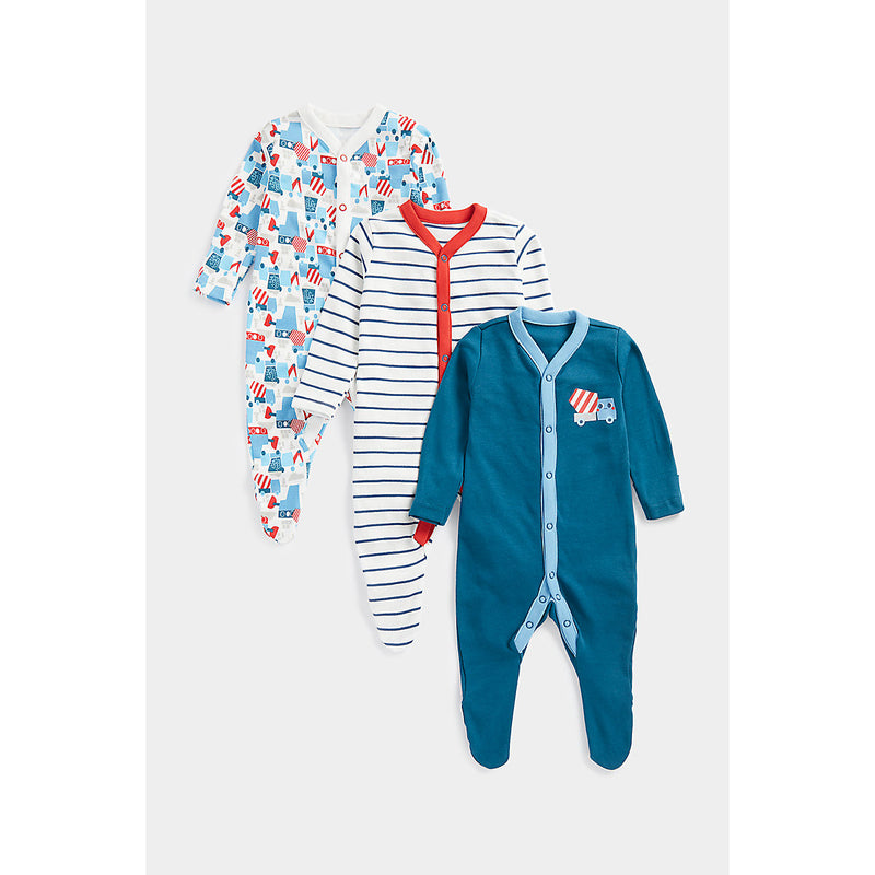 Mothercare - Construction Sleepsuits - 3 Pack - MC308