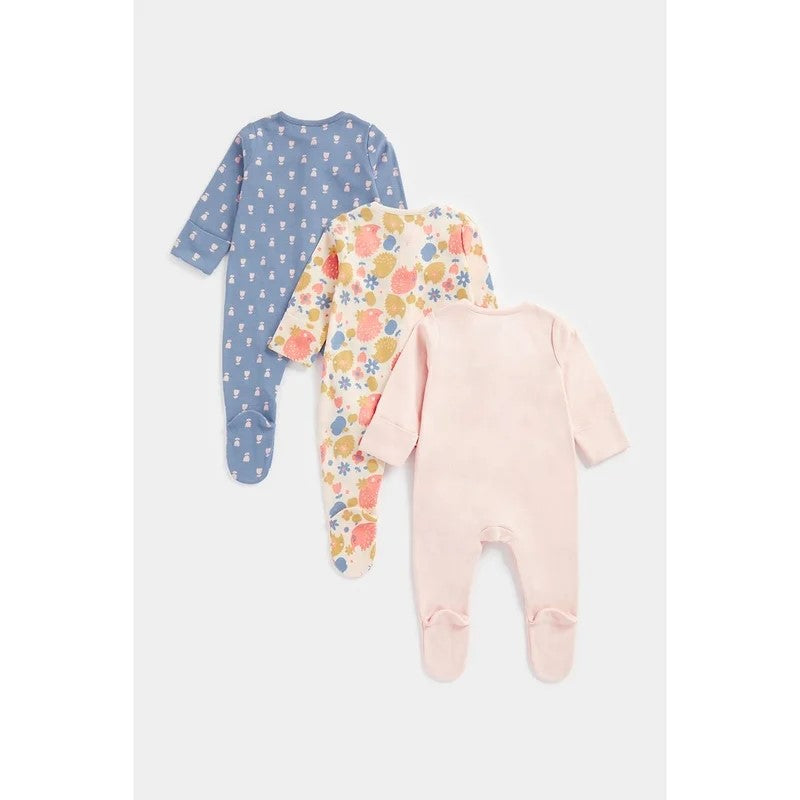 Mothercare - Hedgehog Baby Sleepsuits - 3 Pack - MC324